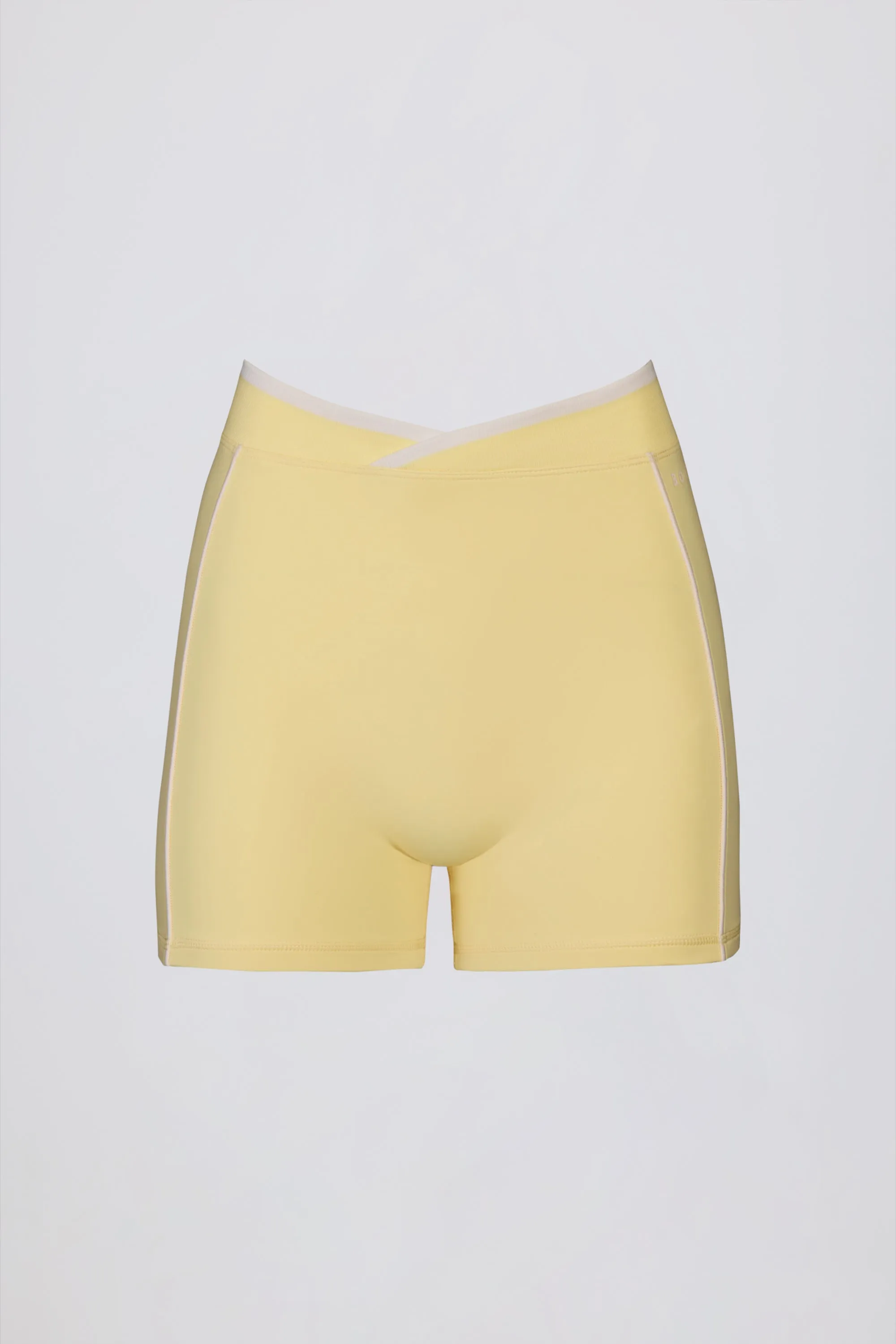 Soft Active Wrapover Contrast Mini Shorts in Soft Yellow sold by Oh Polly