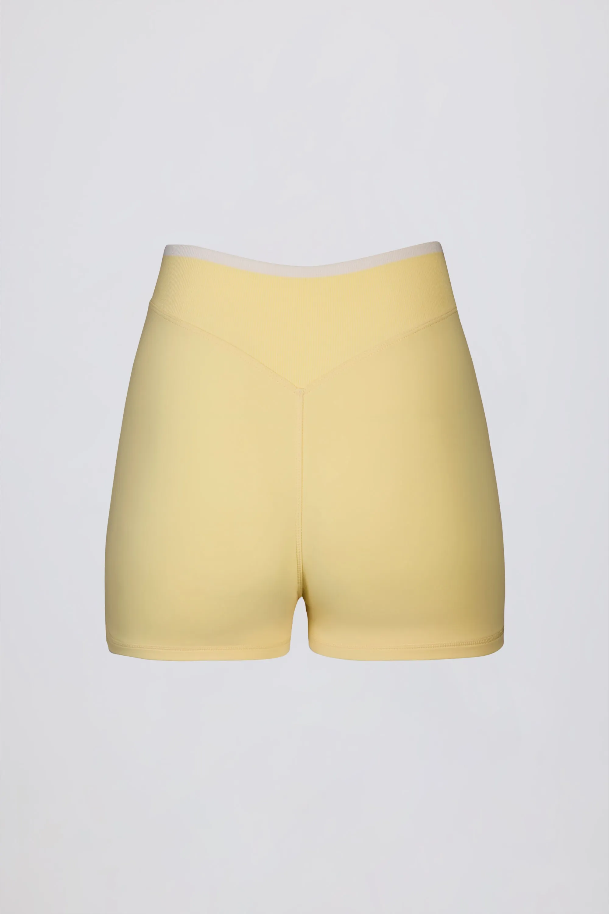 Soft Active Wrapover Contrast Mini Shorts in Soft Yellow sold by Oh Polly product image thumbnail 5