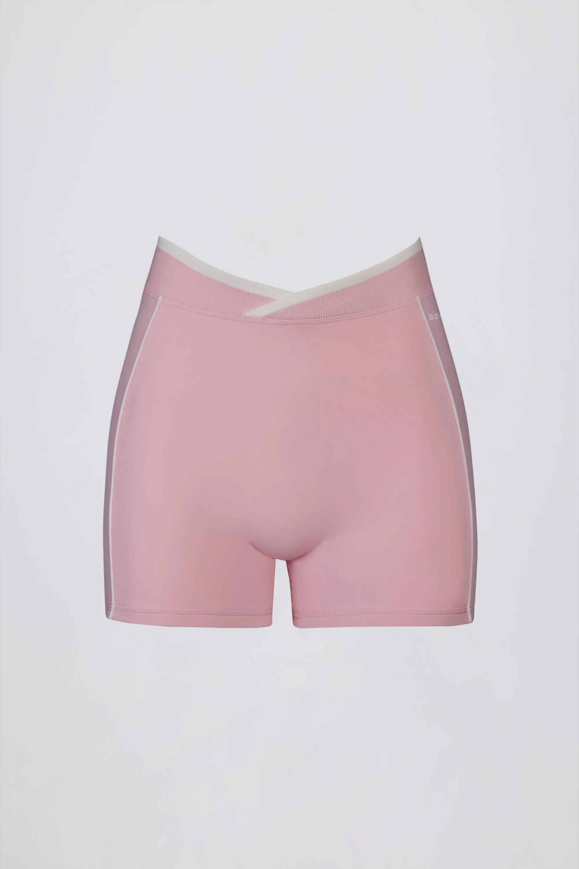 Soft Active Wrapover Contrast Mini Shorts in Powder Pink sold by Oh Polly