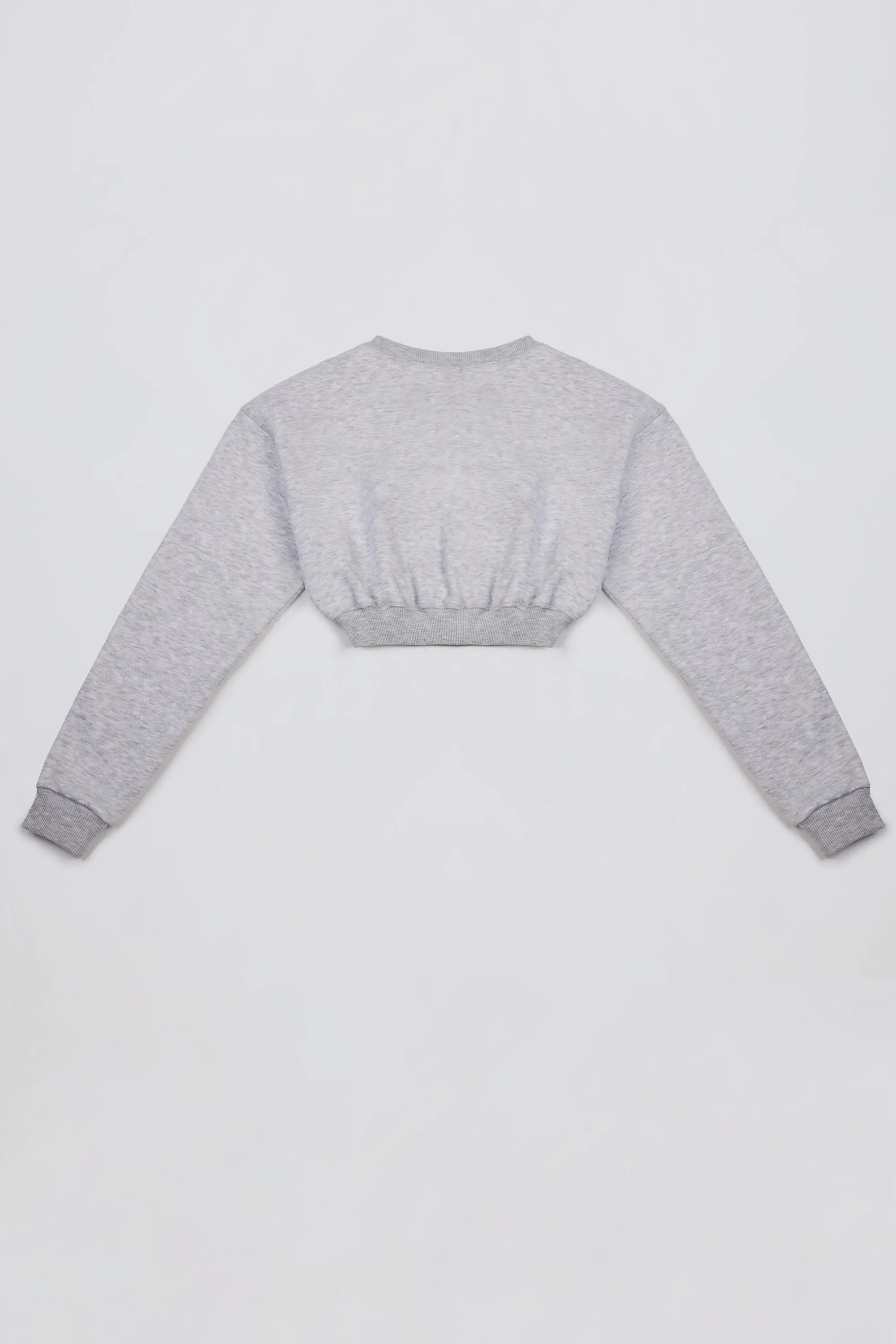 Premium Brushed Jersey Button-Up Cropped Cardigan in Grey Marl sold by Oh Polly product image thumbnail 5