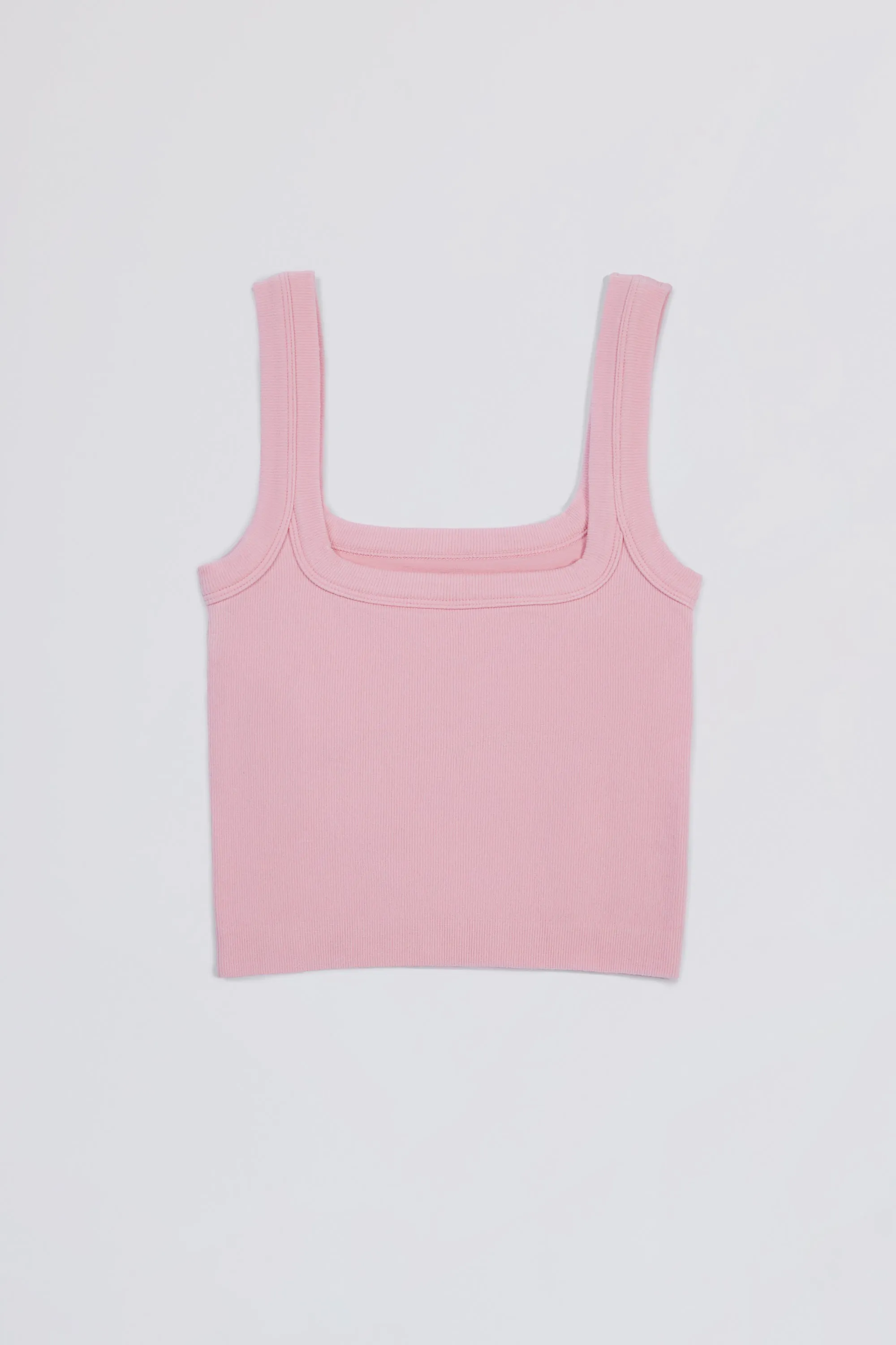 Seamless Soft Rib Square-Neck Tank Top in Powder Pink sold by Oh Polly product image thumbnail 5