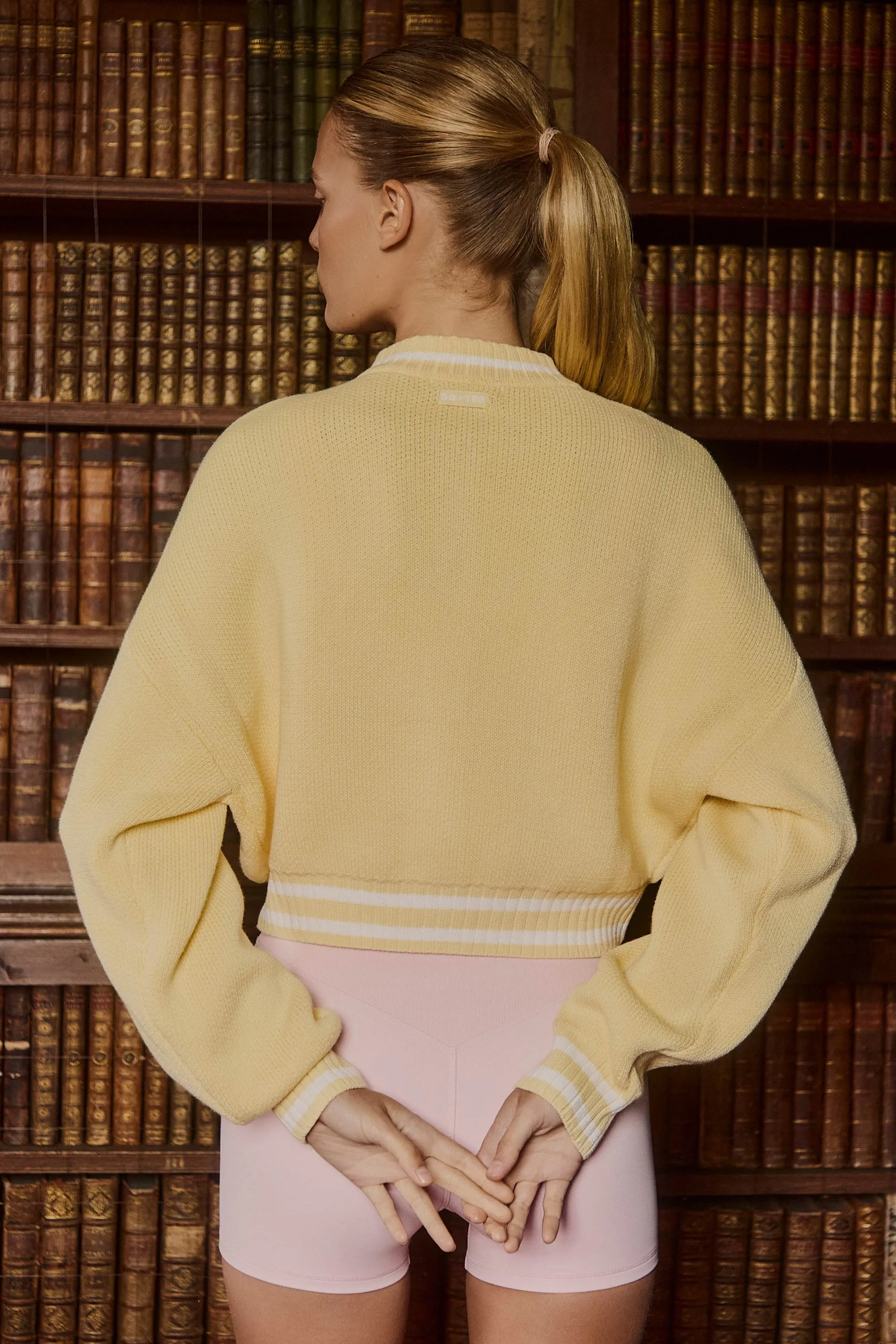 Button-Up Cropped Knit Cardigan in Soft Yellow sold by Oh Polly product image thumbnail 3