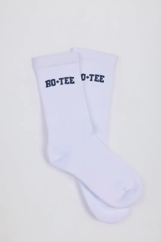 Ribbed Half-Crew Socks in White sold by Oh Polly