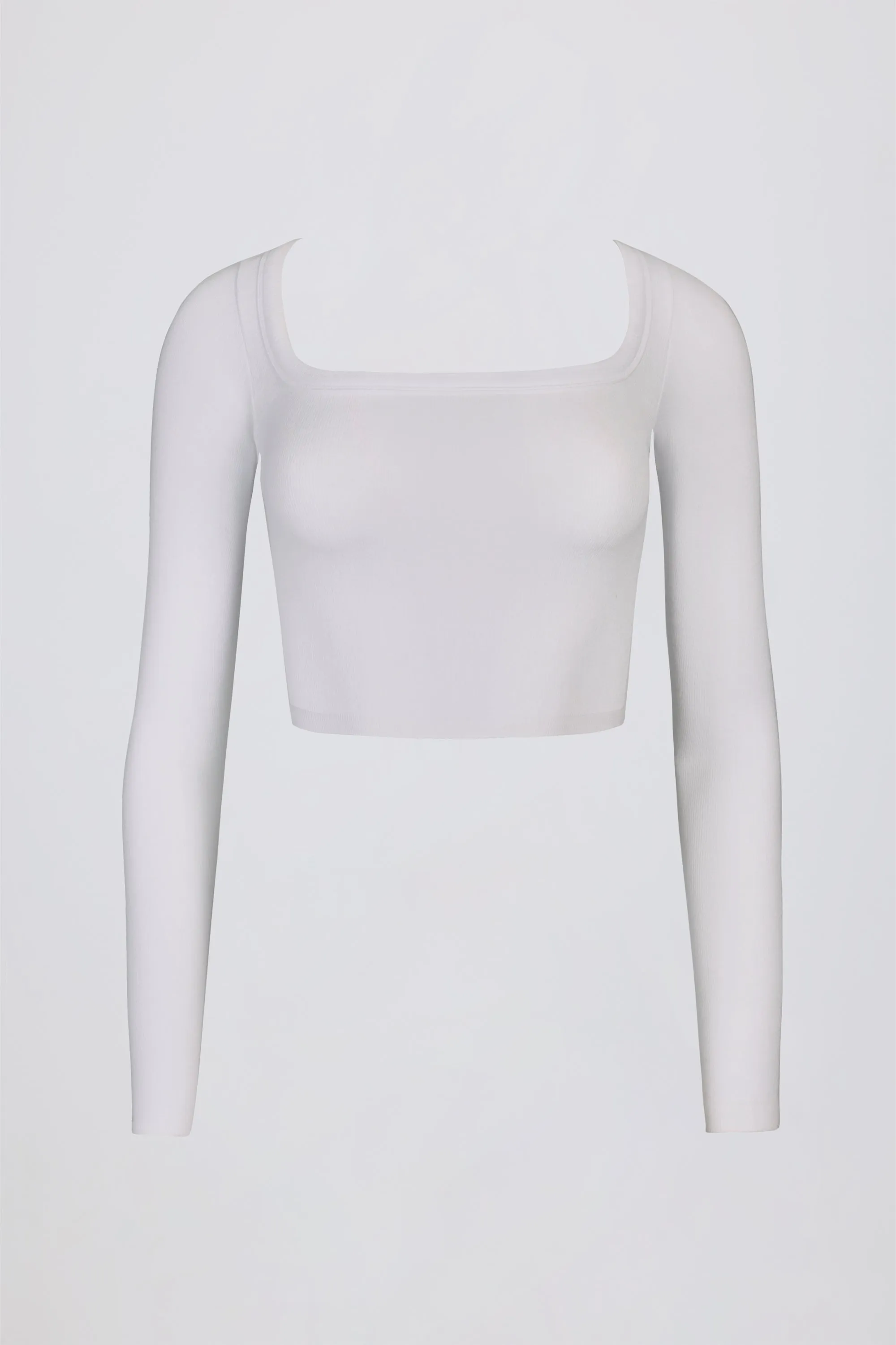 Seamless Soft Rib Cut-Out Crop Top in White sold by Oh Polly