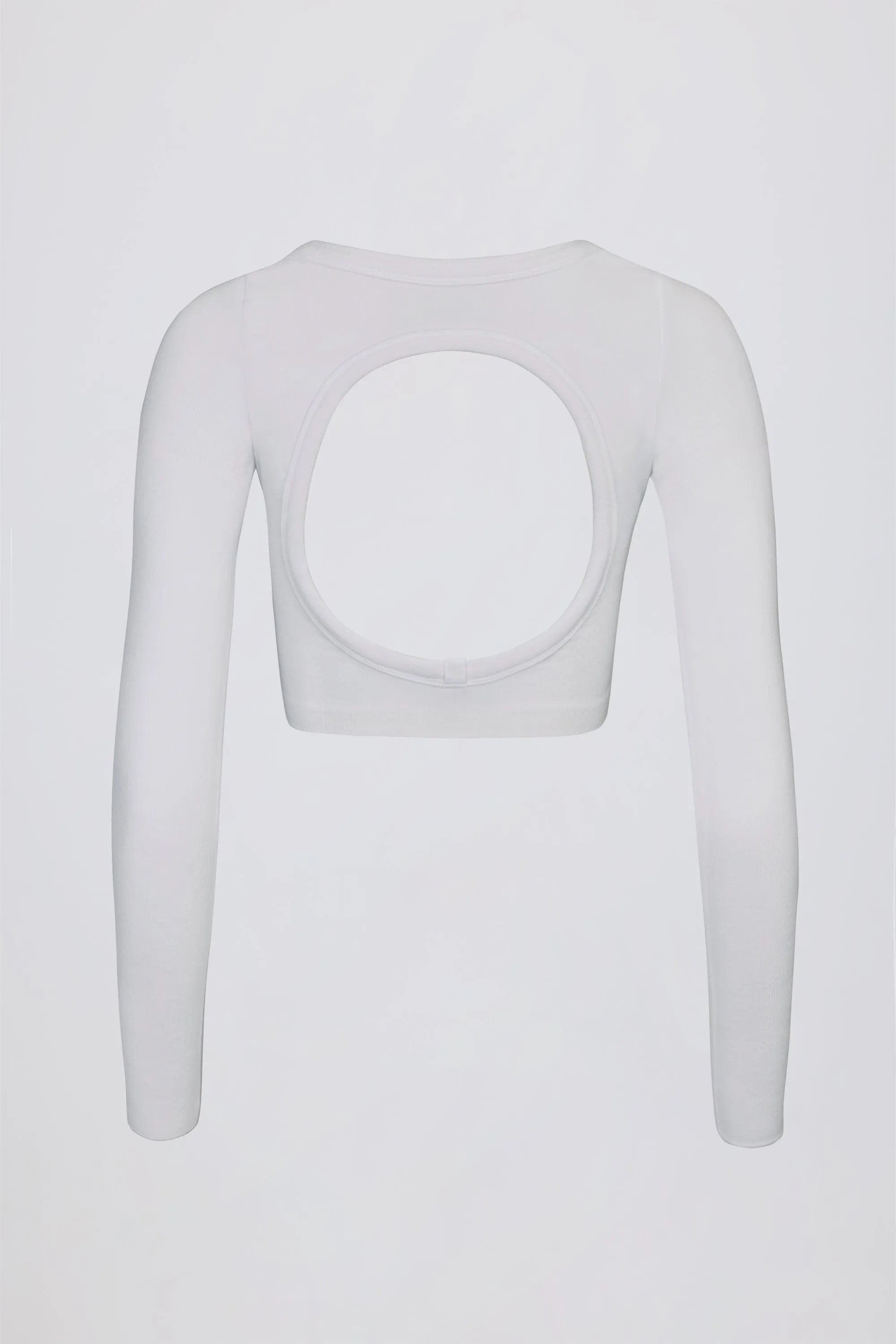 Seamless Soft Rib Cut-Out Crop Top in White sold by Oh Polly product image thumbnail 5