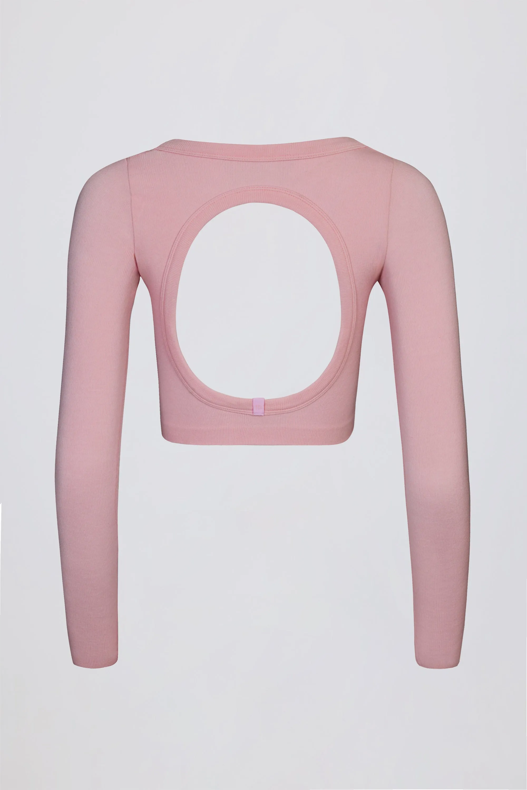 Seamless Soft Rib Cut-Out Crop Top in Powder Pink sold by Oh Polly product image thumbnail 5