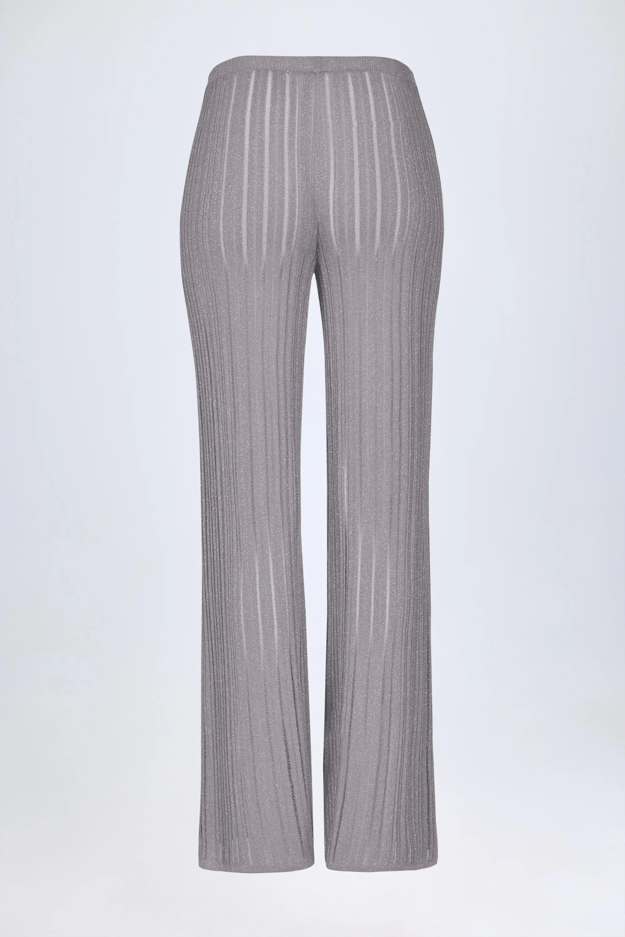 Mid-Rise Flared Trousers in Silver sold by Oh Polly product image thumbnail 4