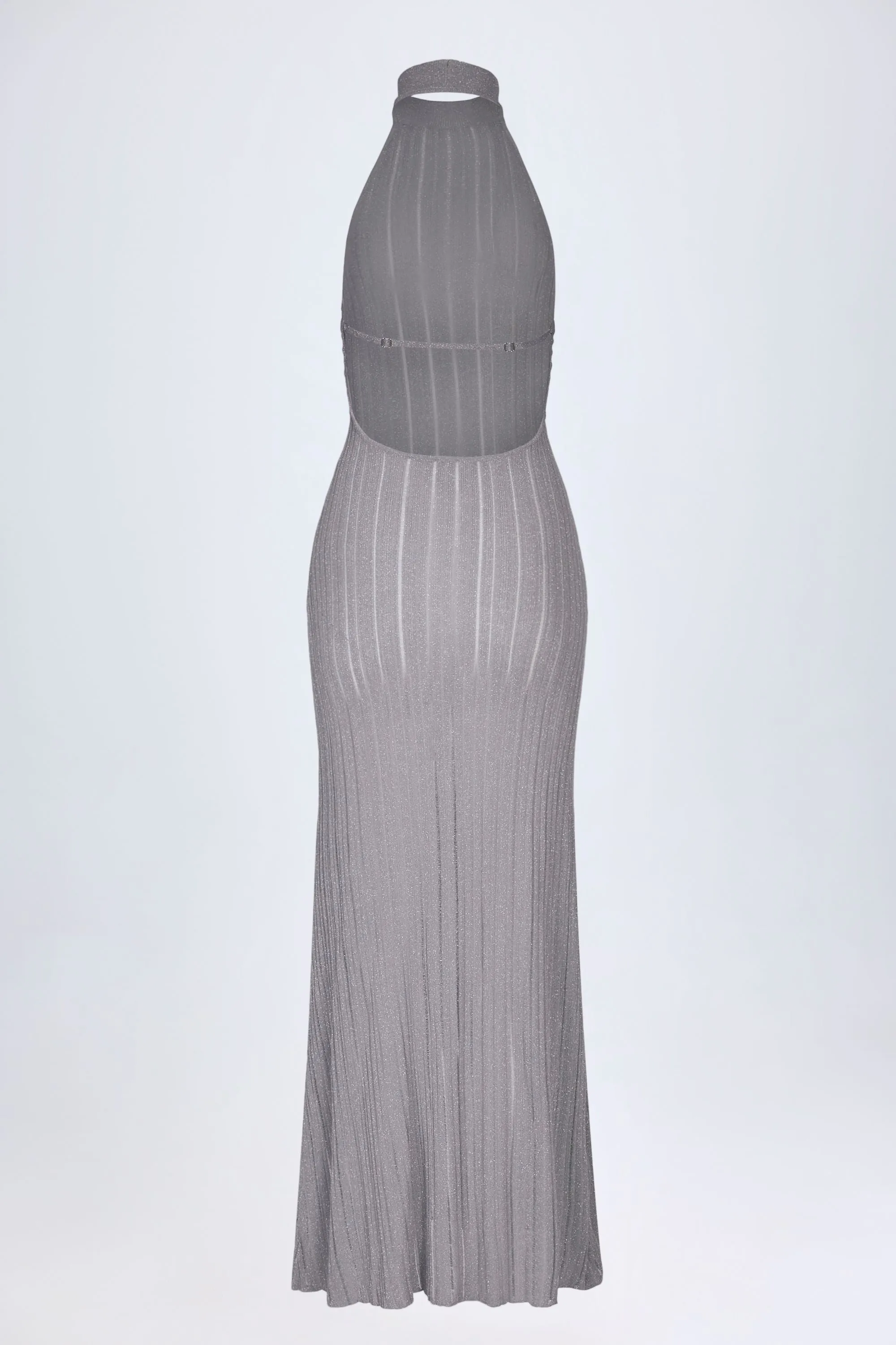 Backless Halterneck Maxi Dress in Silver sold by Oh Polly product image thumbnail 4