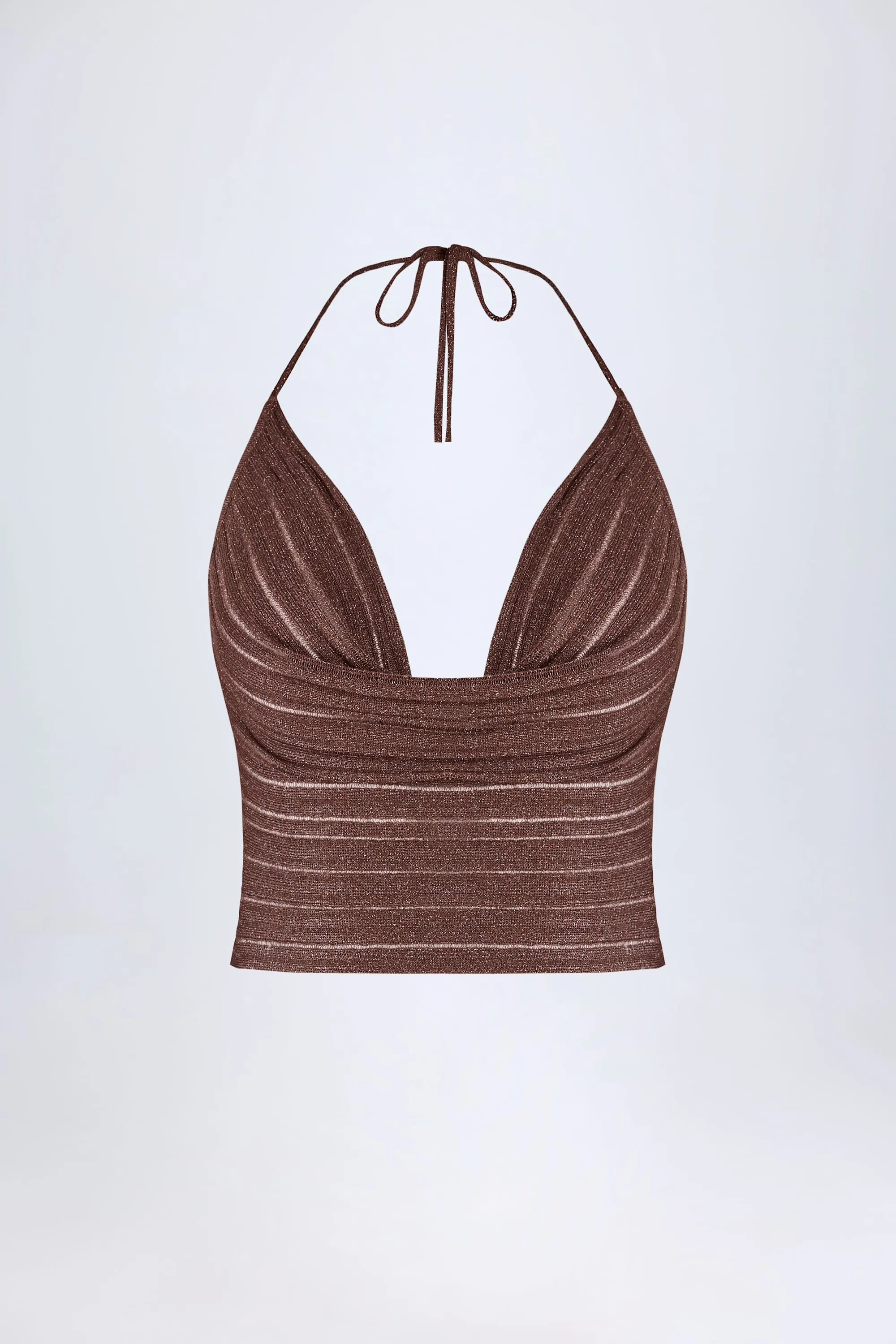 Plunge Halterneck Crop Top in Bronze sold by Oh Polly product image thumbnail 3