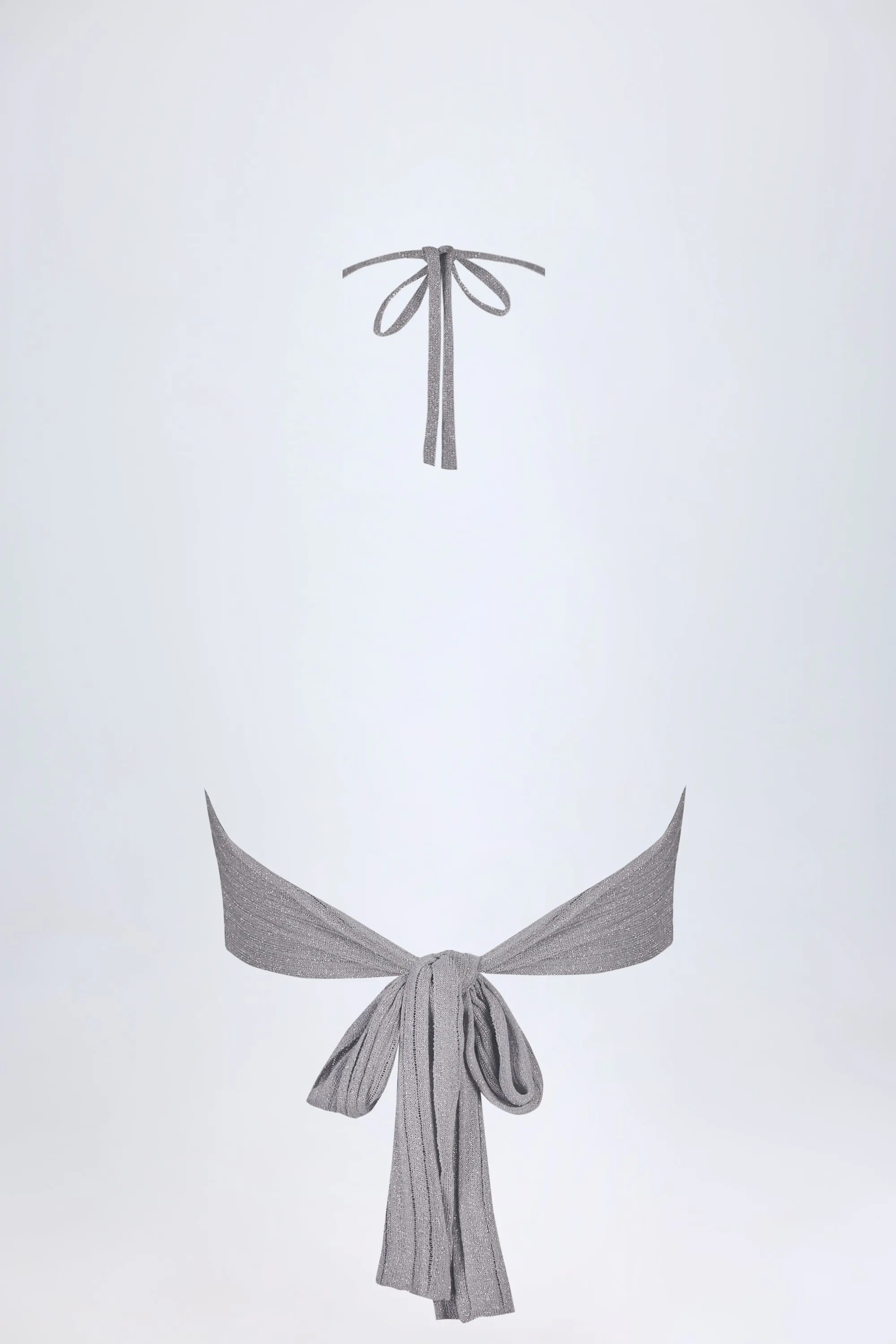 Plunge Halterneck Crop Top in Silver sold by Oh Polly product image thumbnail 4