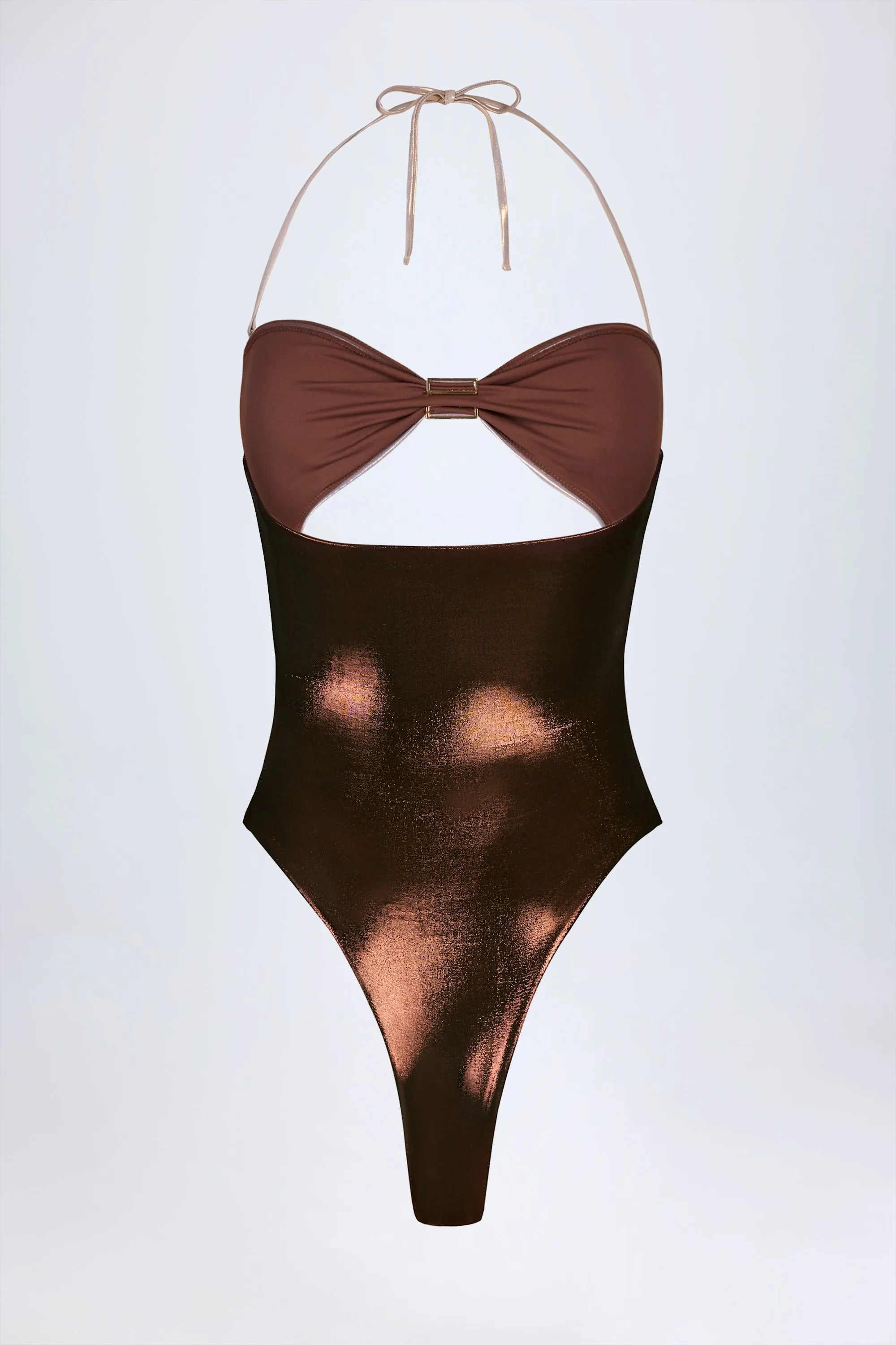 Panelled Cut-out Swimsuit in Bronze Gold sold by Oh Polly product image thumbnail 5