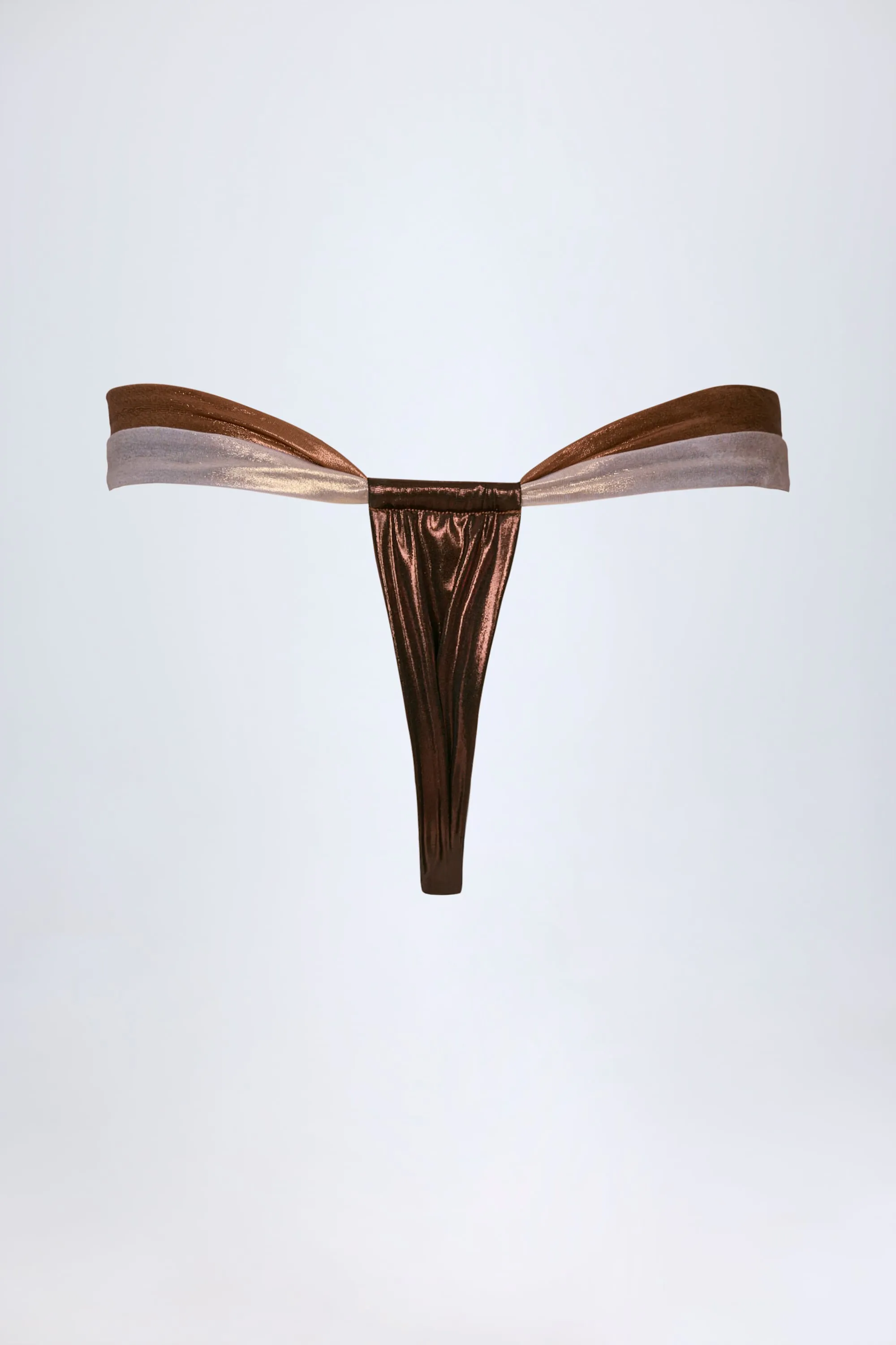 Ruched Thong Bikini Bottoms in Bronze Gold sold by Oh Polly product image thumbnail 4