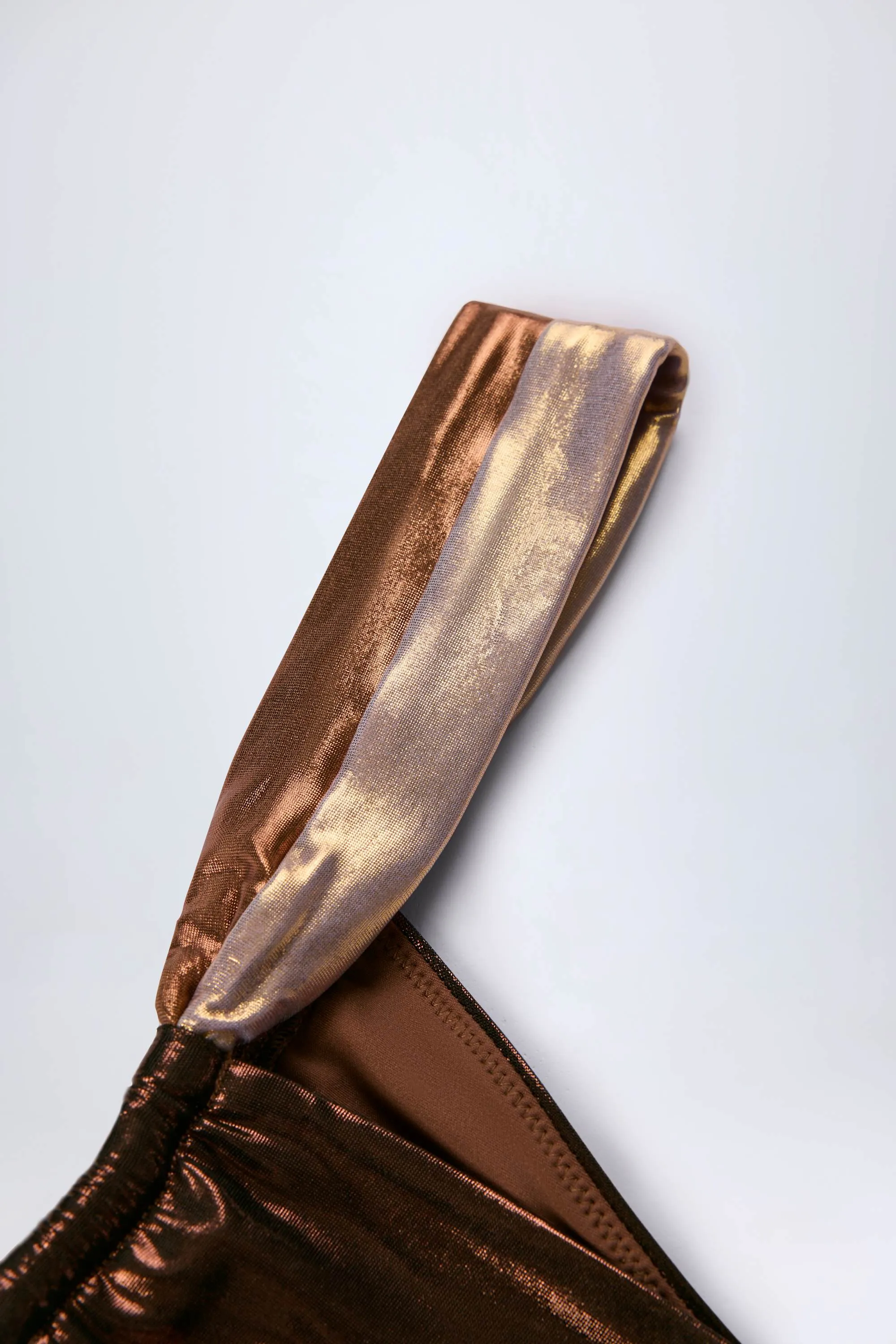 Ruched Thong Bikini Bottoms in Bronze Gold sold by Oh Polly product image thumbnail 5