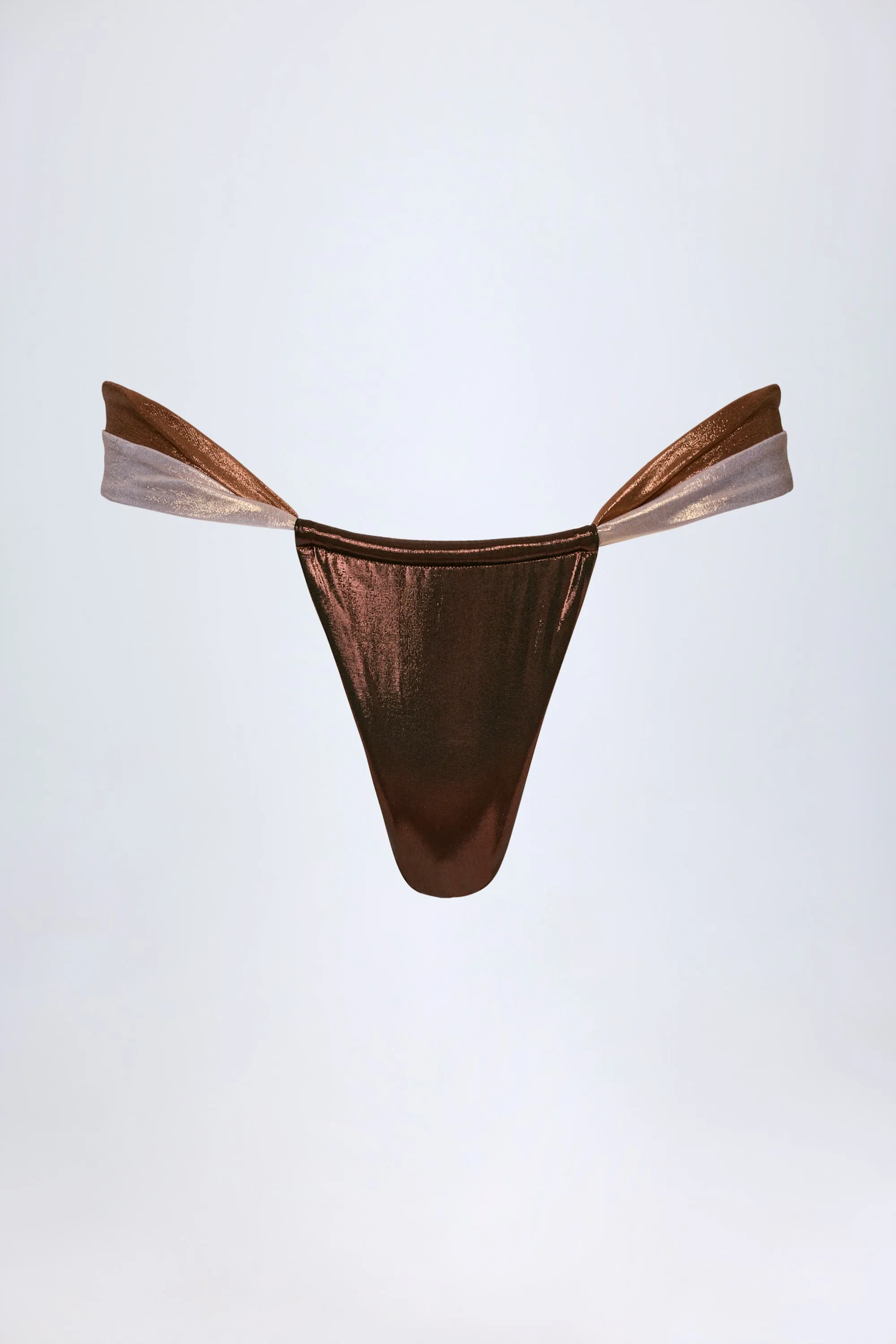 Ruched Thong Bikini Bottoms in Bronze Gold sold by Oh Polly product image thumbnail 3