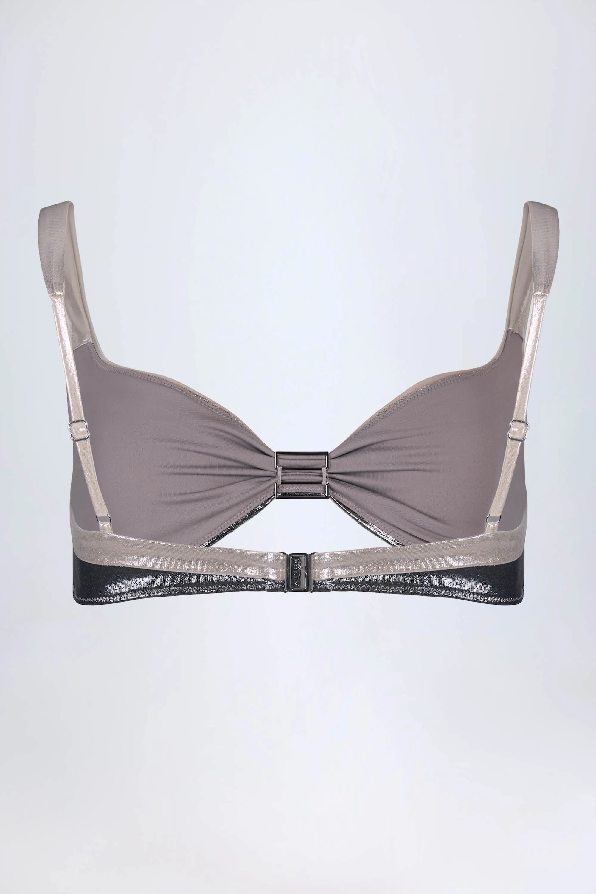 Ruched Bikini Top in Silver Chrome sold by Oh Polly product image thumbnail 5