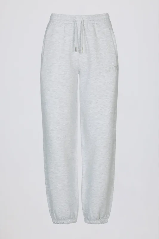 Brushed Cotton Jersey Mid-Rise Relaxed Joggers in Grey Marl sold by Oh Polly