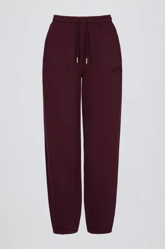Brushed Cotton Jersey Mid-Rise Relaxed Joggers in Burgundy sold by Oh Polly