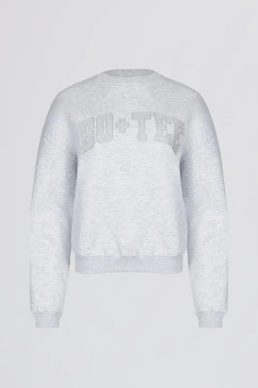 Oversized Crew-Neck Sweatshirt in Grey Marl sold by Oh Polly