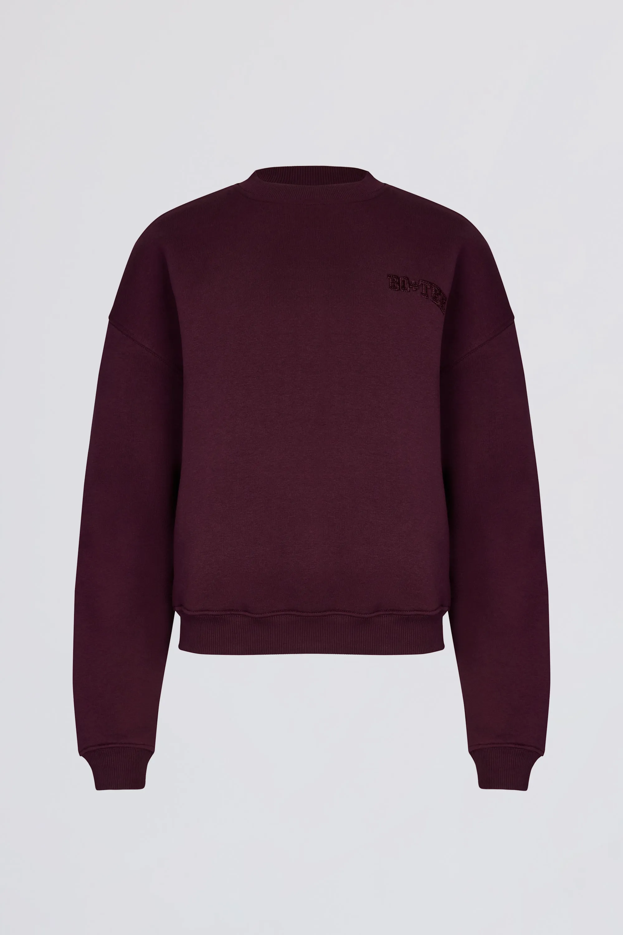 Oversized Crew-Neck Jumper in Burgundy sold by Oh Polly