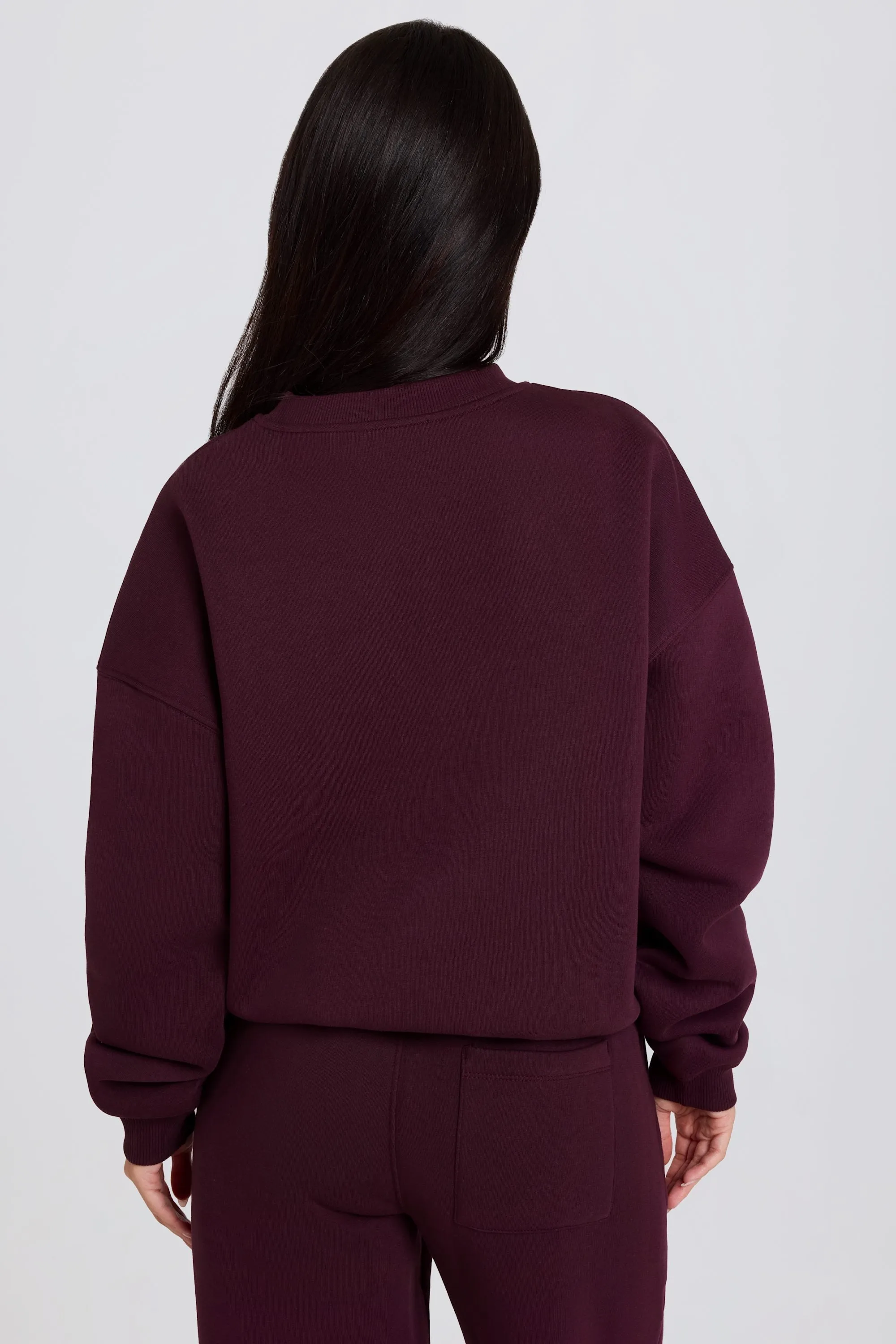 Oversized Crew-Neck Jumper in Burgundy sold by Oh Polly product image thumbnail 3