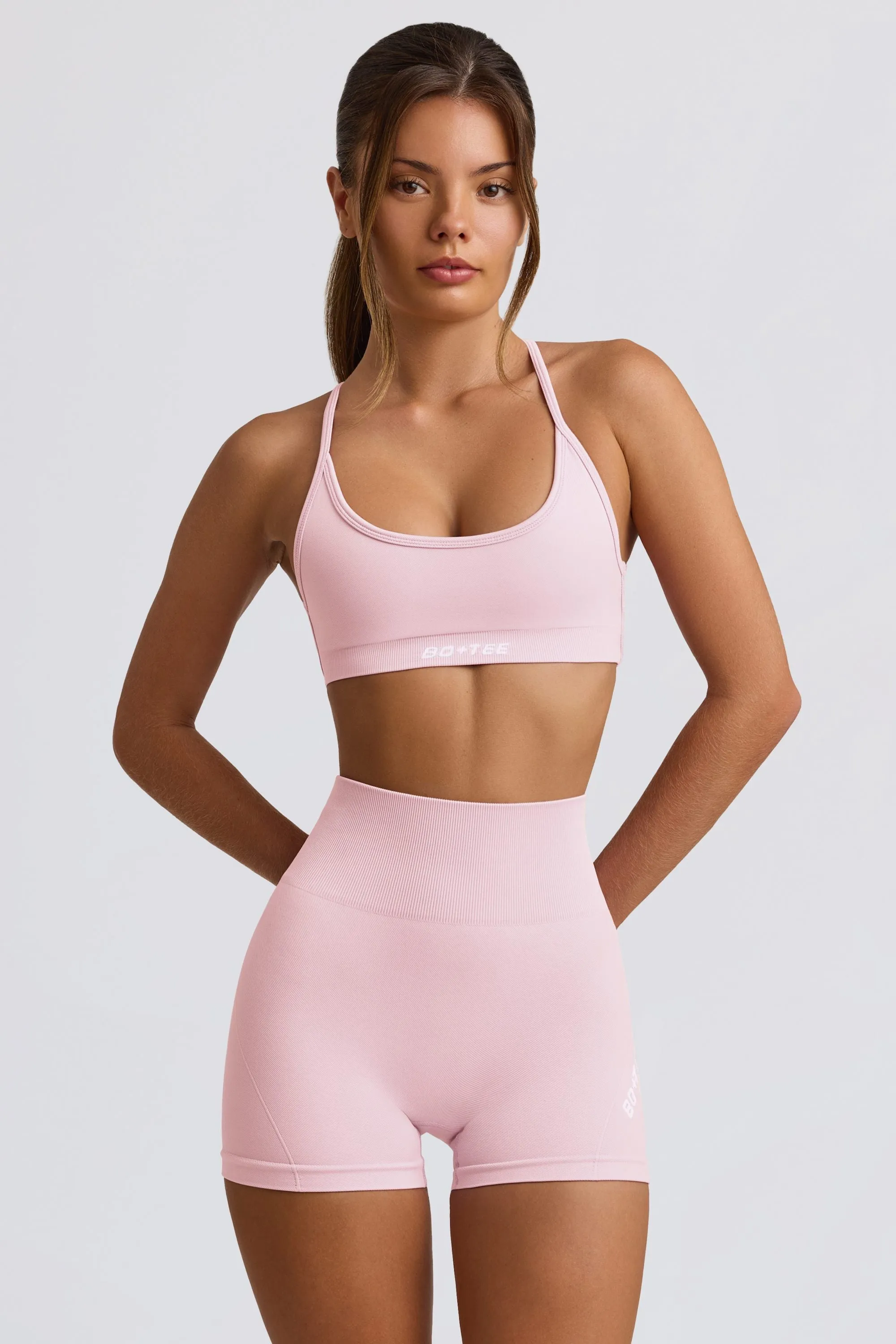 Super Sculpt Seamless Mini Shorts in Powder Pink sold by Oh Polly product image thumbnail 2
