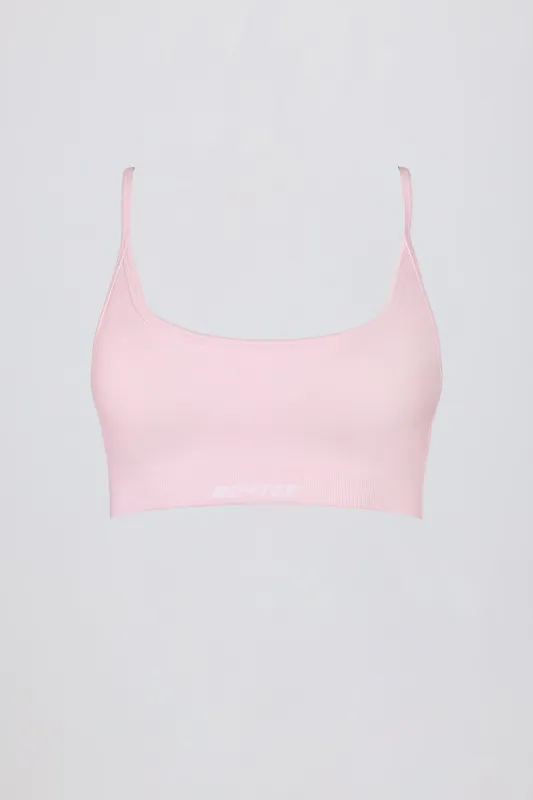 Super Sculpt Seamless Backless Sports Bra in Powder Pink sold by Oh Polly