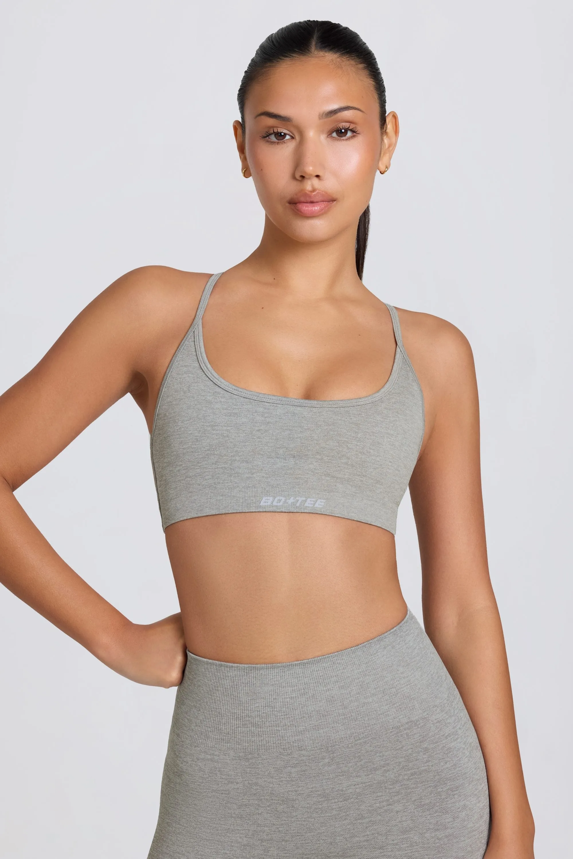 Super Sculpt Seamless Backless Sports Bra in Grey Marl sold by Oh Polly product image thumbnail 2