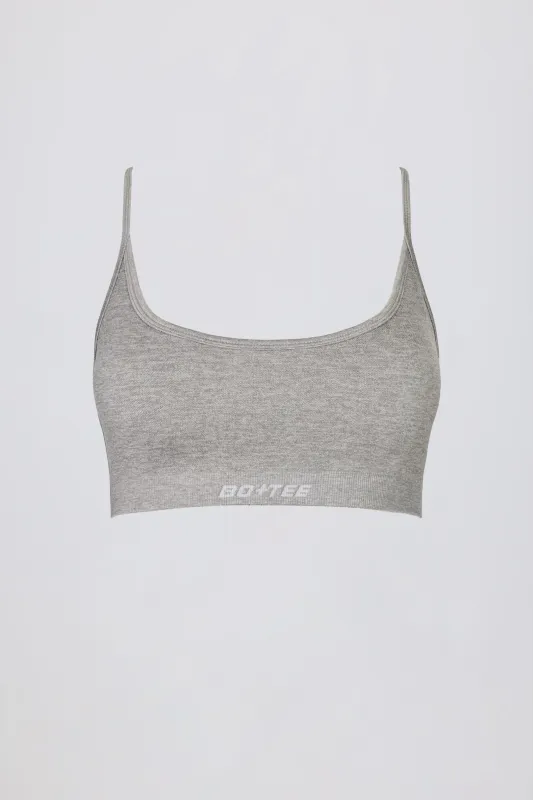 Super Sculpt Seamless Backless Sports Bra in Grey Marl sold by Oh Polly