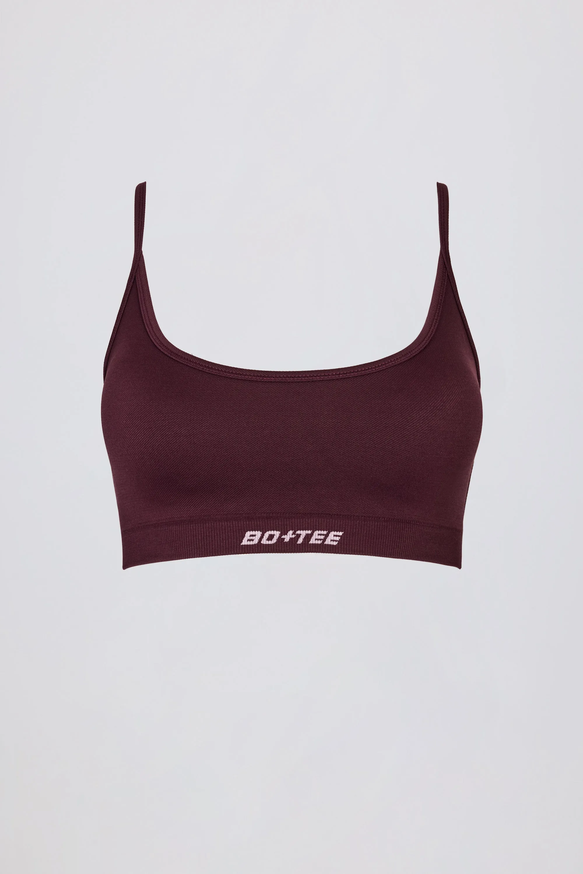 Super Sculpt Seamless Backless Sports Bra in Burgundy sold by Oh Polly