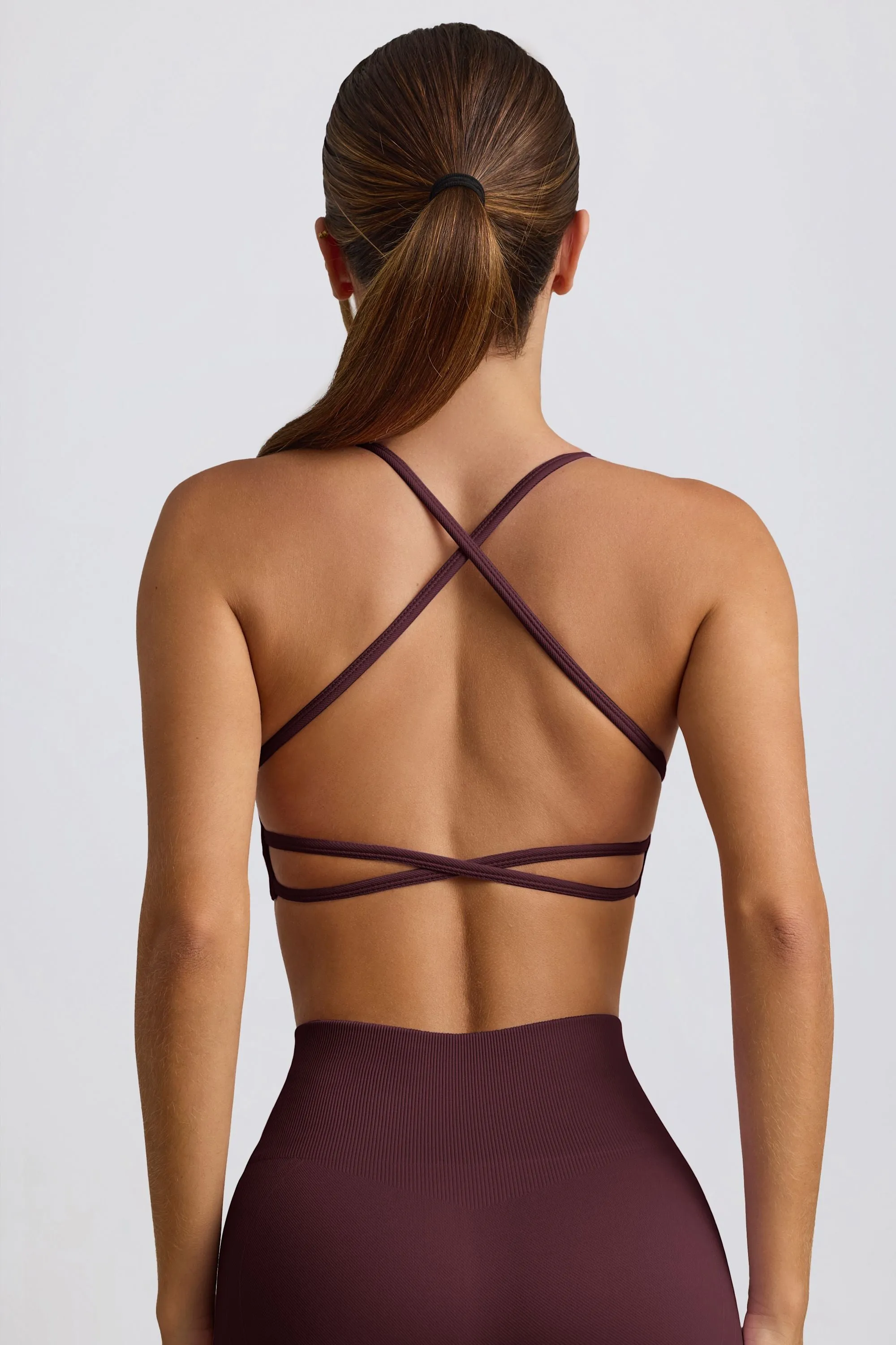 Super Sculpt Seamless Backless Sports Bra in Burgundy sold by Oh Polly product image thumbnail 3