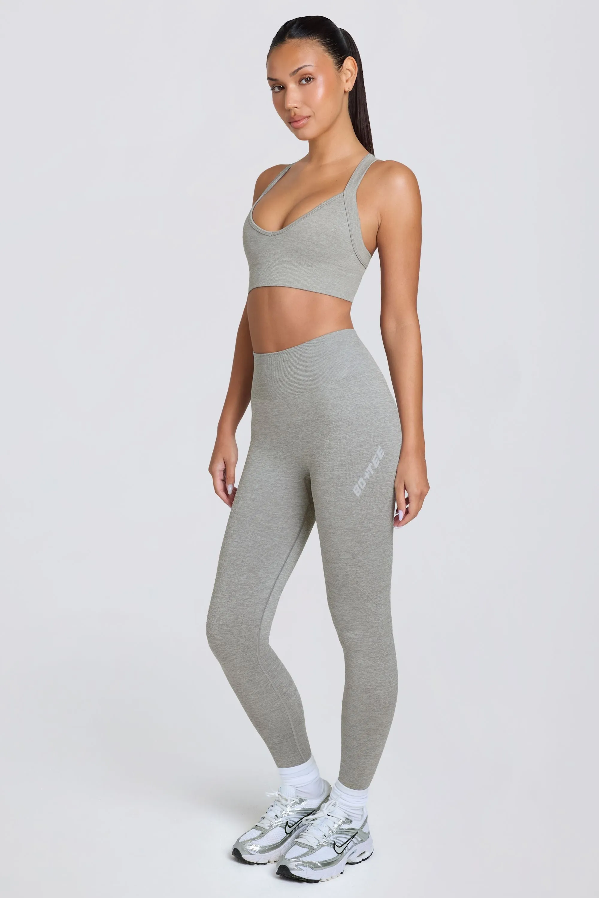 Super Sculpt Seamless High-Waist Leggings in Grey Marl sold by Oh Polly product image thumbnail 2