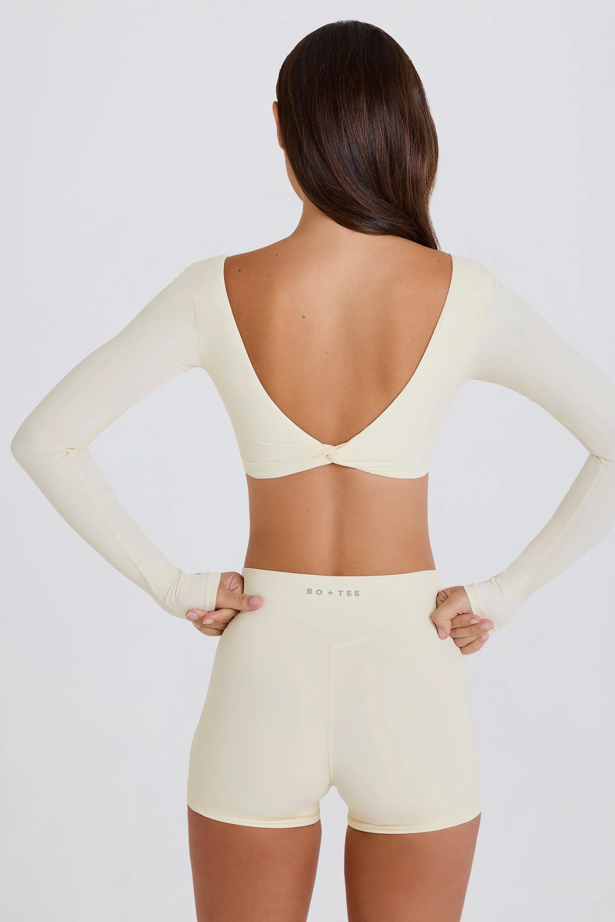 Multiway Long-Sleeve Crop Top in Cream sold by Oh Polly product image thumbnail 4