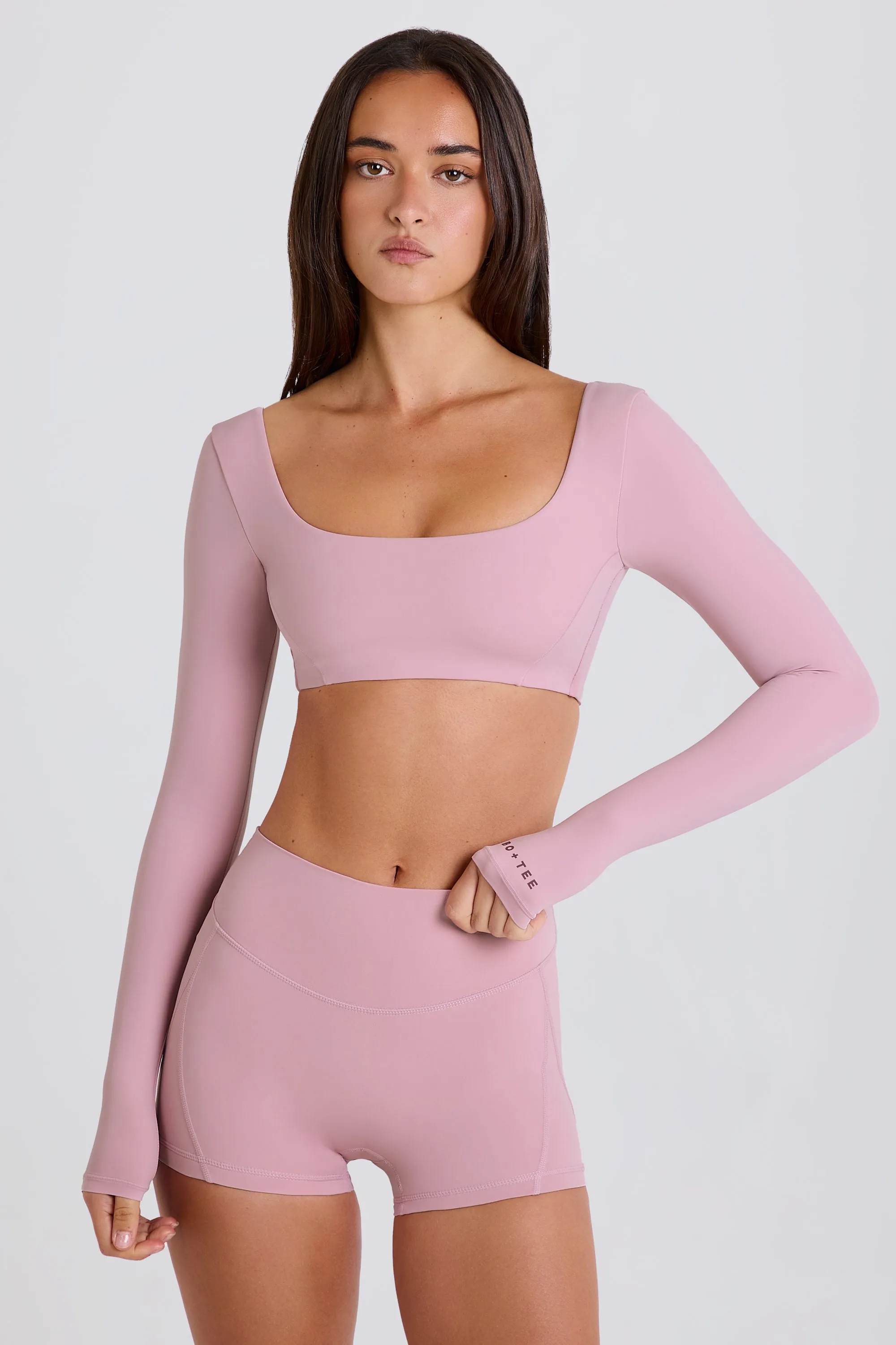 Multiway Long-Sleeve Crop Top in Mauve sold by Oh Polly