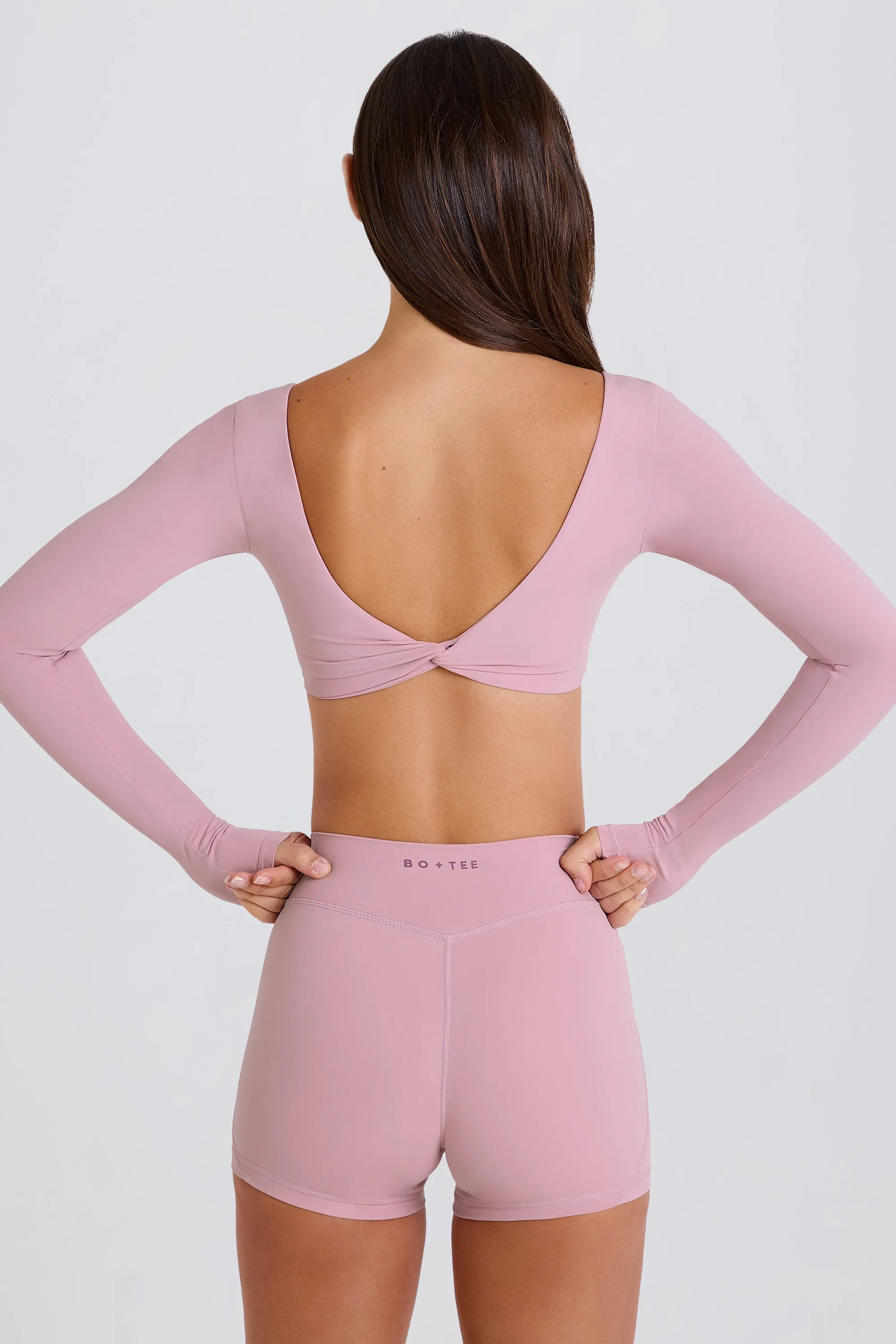 Multiway Long-Sleeve Crop Top in Mauve sold by Oh Polly product image thumbnail 4