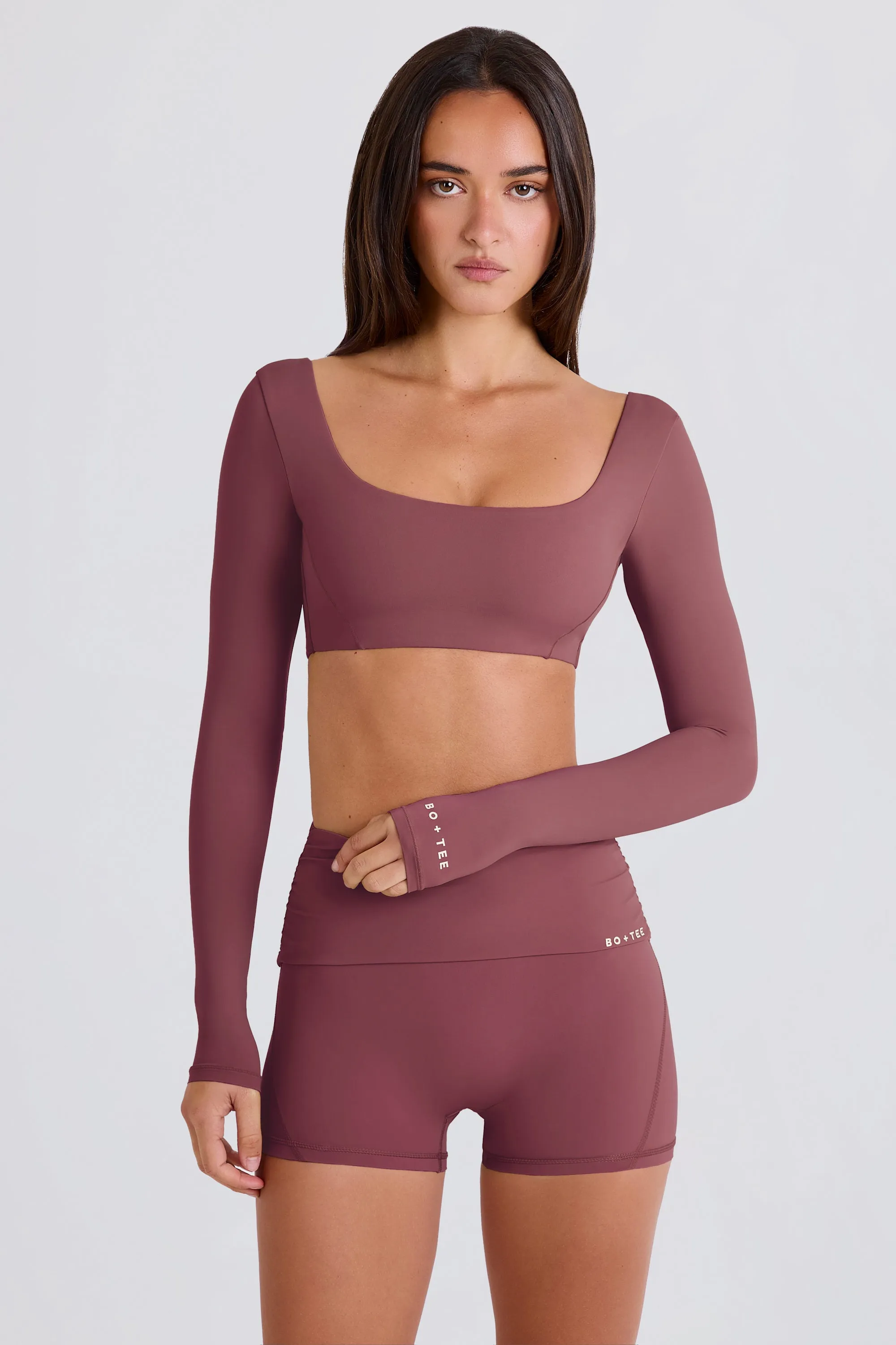 Multiway Long-Sleeve Crop Top in Acai sold by Oh Polly