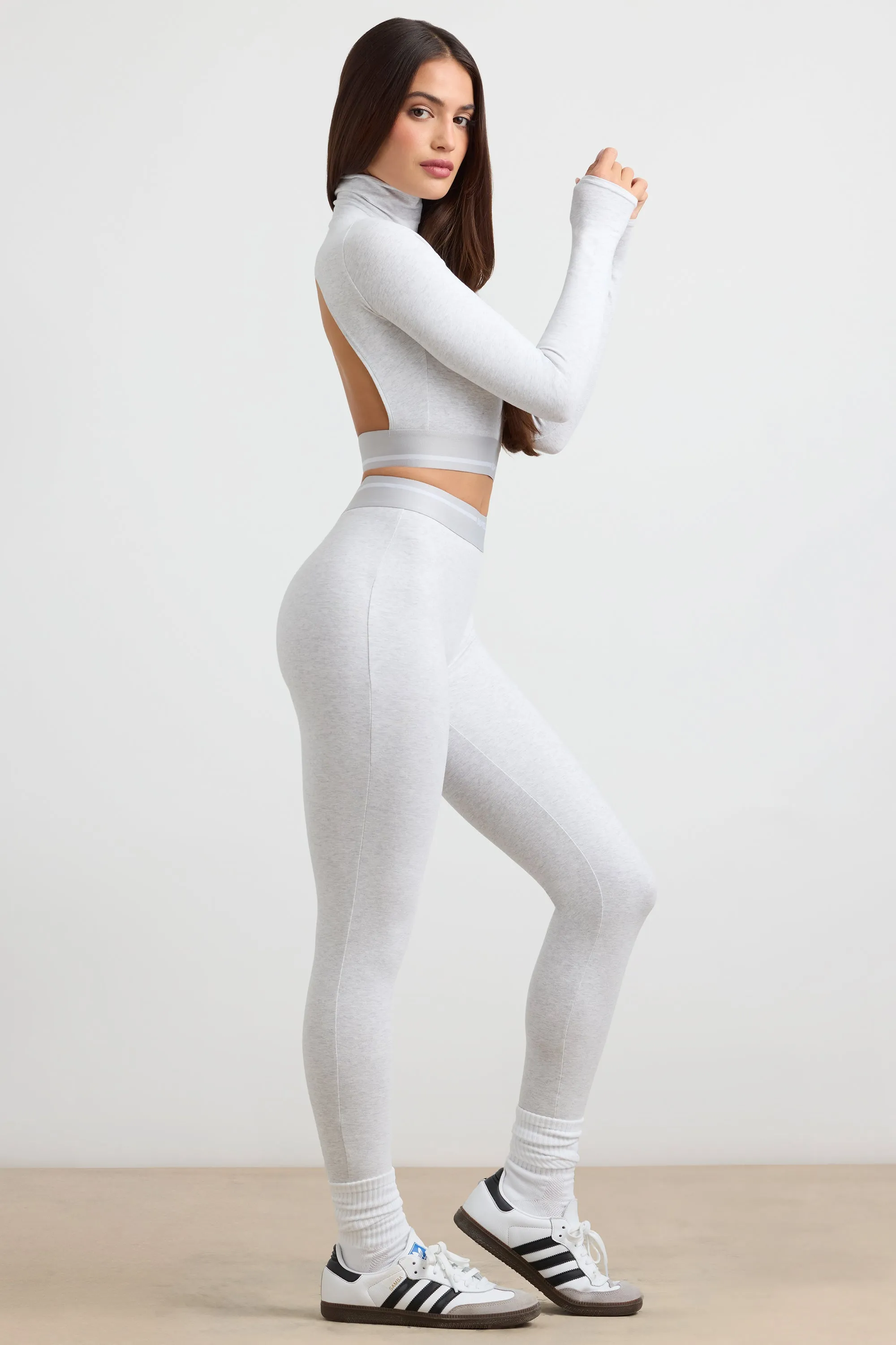High-Waist Leggings in Grey Marl sold by Oh Polly product image thumbnail 3