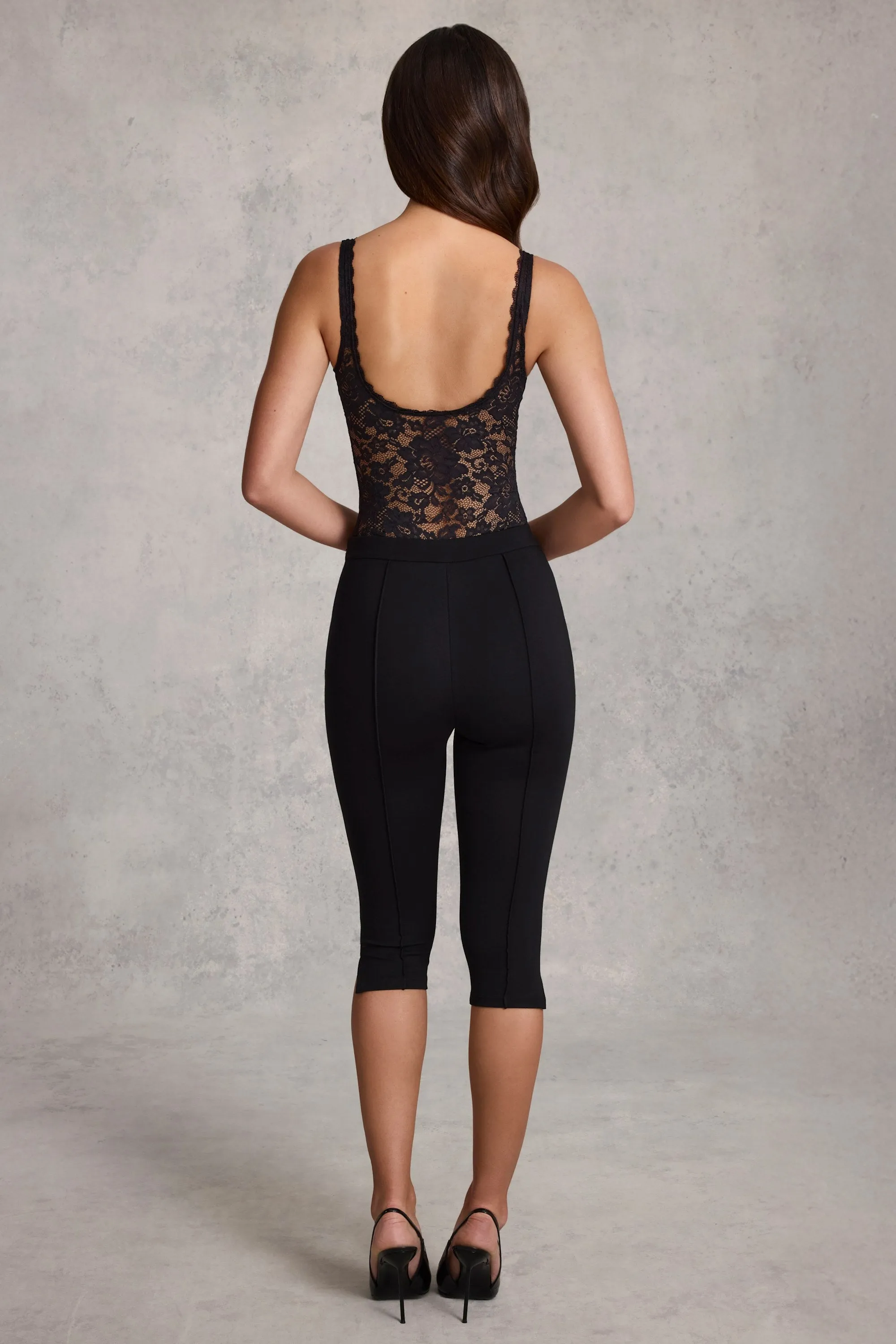 Ponte Jersey Cropped Capri Trousers in Black sold by Oh Polly product image thumbnail 2