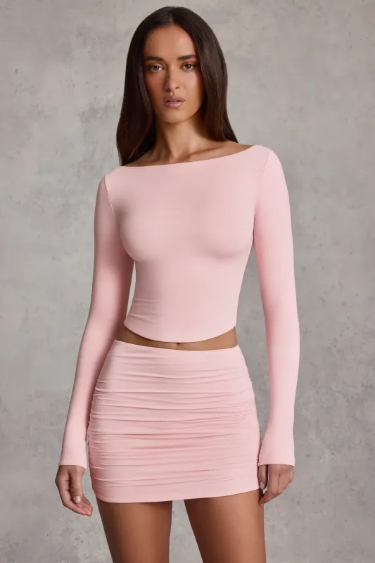 Modal Boat-Neck Long-Sleeve Top in Pink sold by Oh Polly