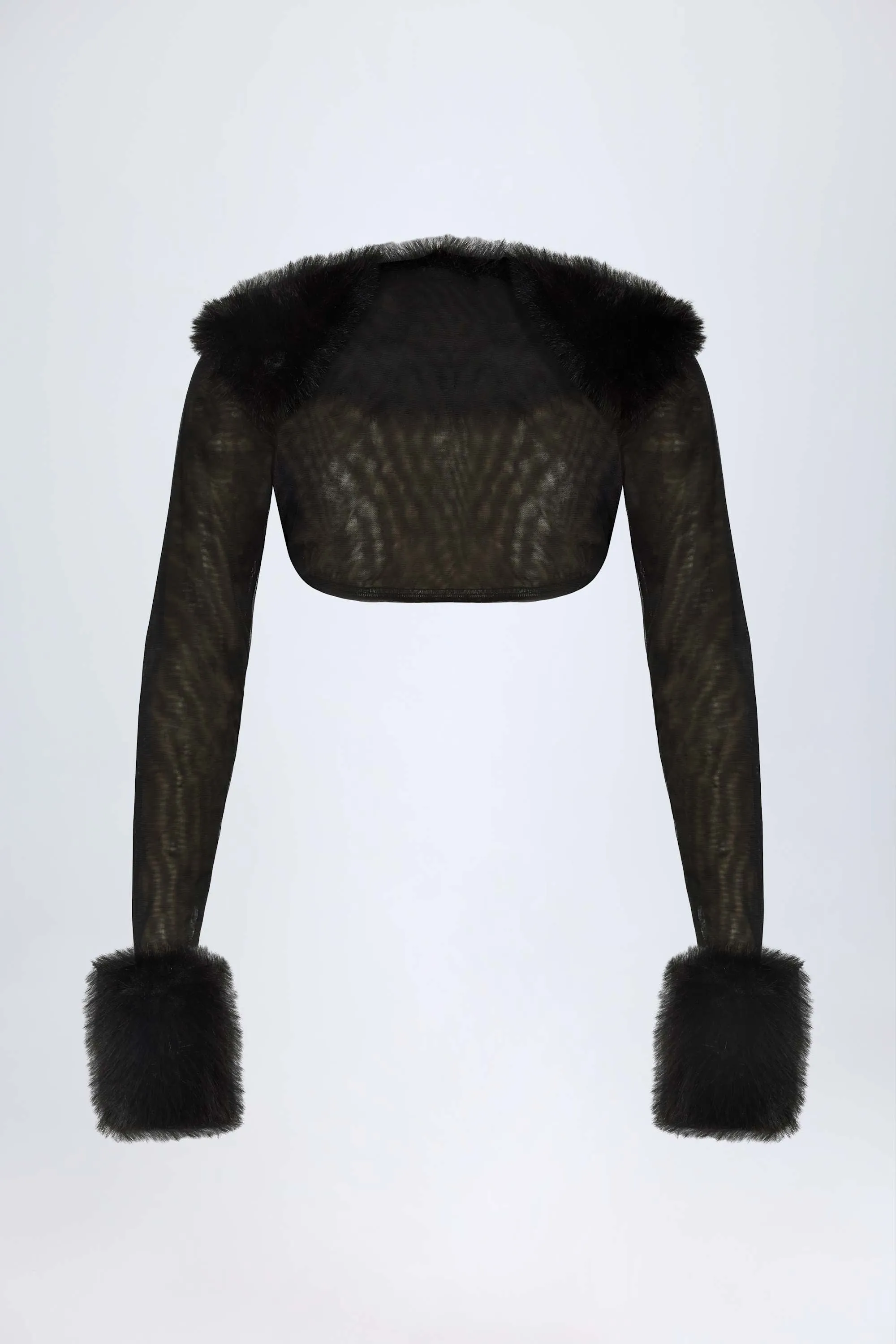 Faux Fur-Trim Bolero in Black sold by Oh Polly product image thumbnail 3