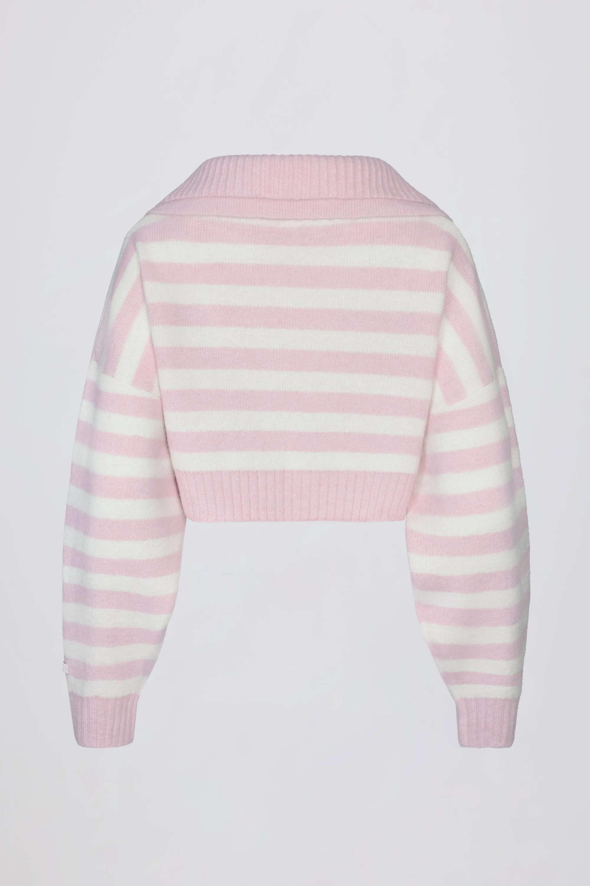 Soft Knit Layered Collar Cropped Jumper in Pink Stripe sold by Oh Polly product image thumbnail 4