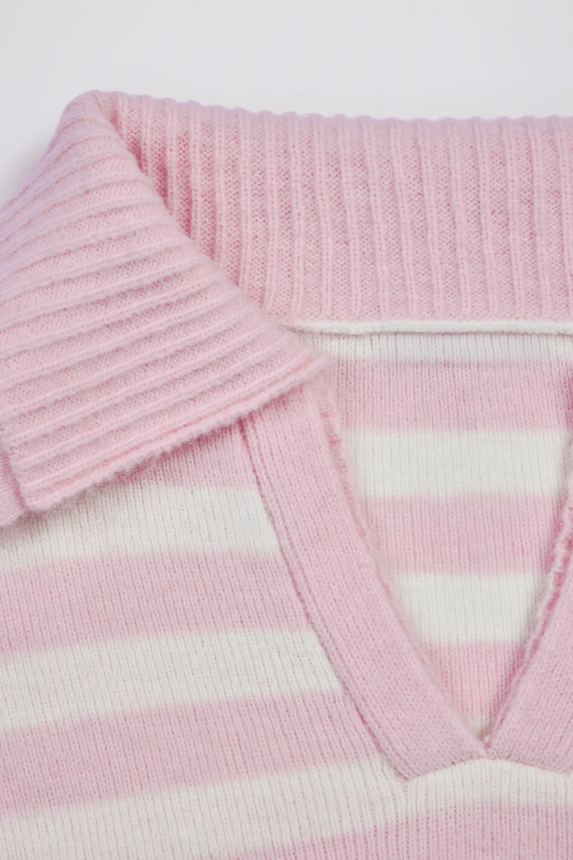 Soft Knit Layered Collar Cropped Jumper in Pink Stripe sold by Oh Polly product image thumbnail 5