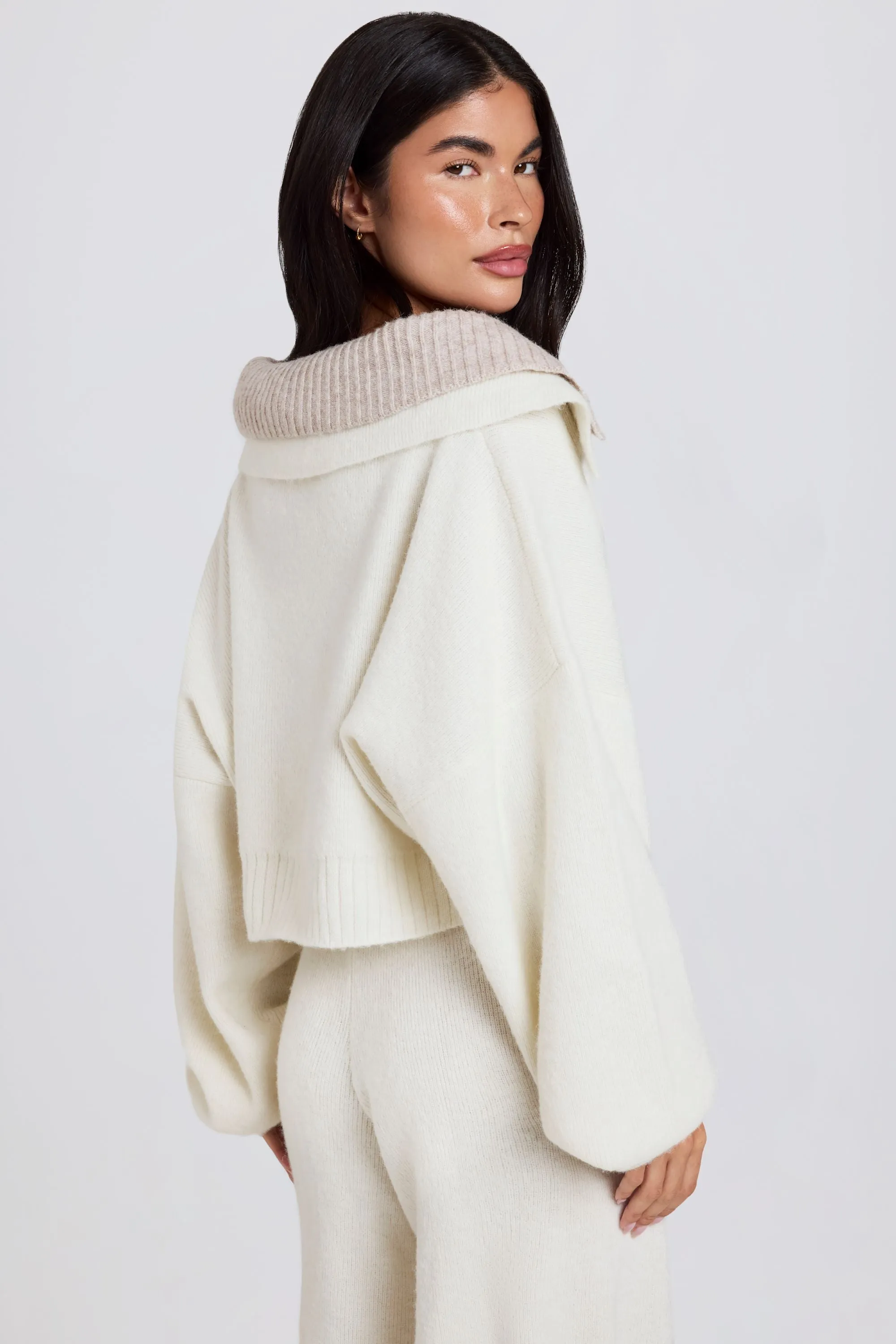 Soft Knit Layered Collar Cropped Jumper in Ivory sold by Oh Polly product image thumbnail 3