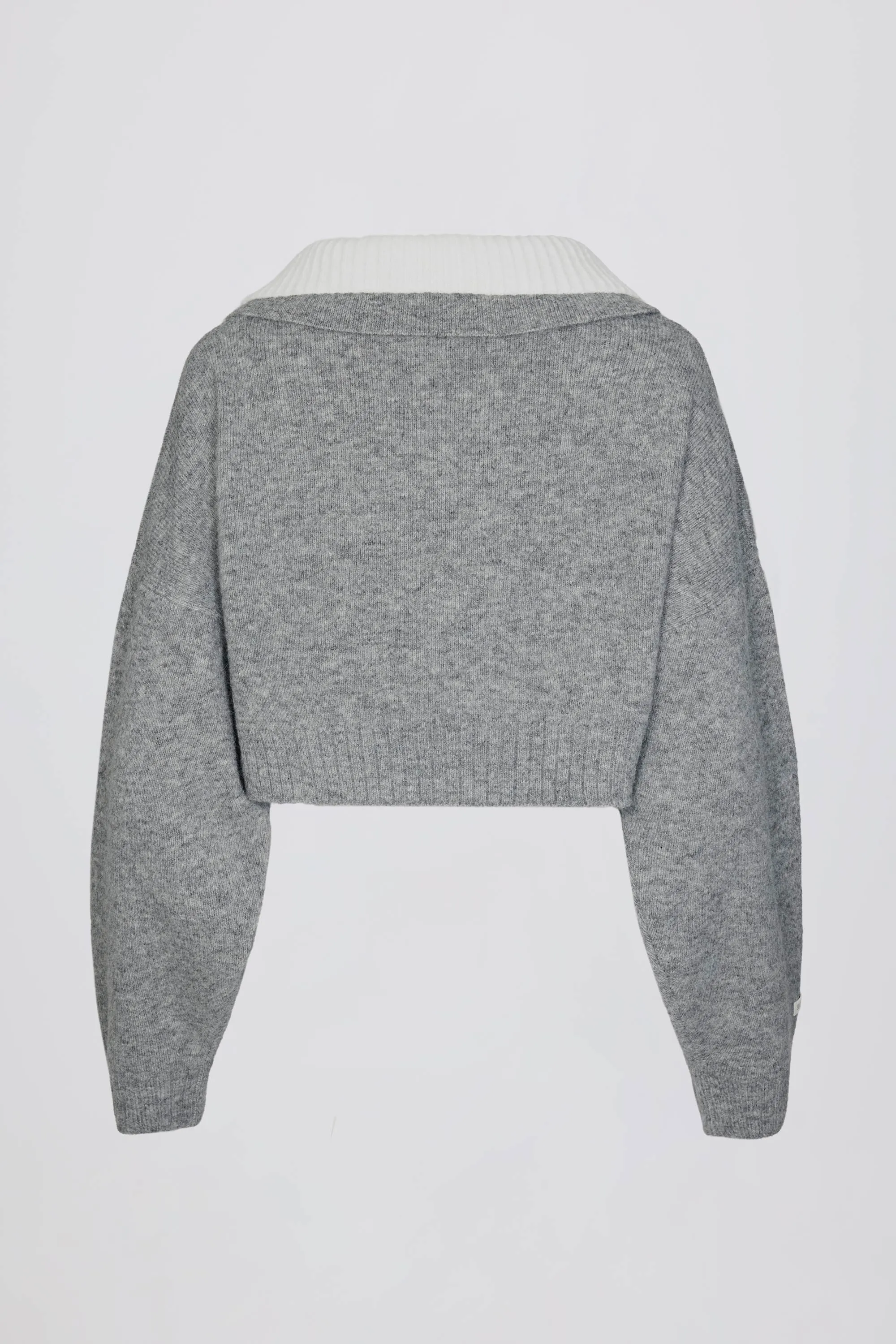 Soft Knit Layered Collar Cropped Jumper in Grey sold by Oh Polly product image thumbnail 4