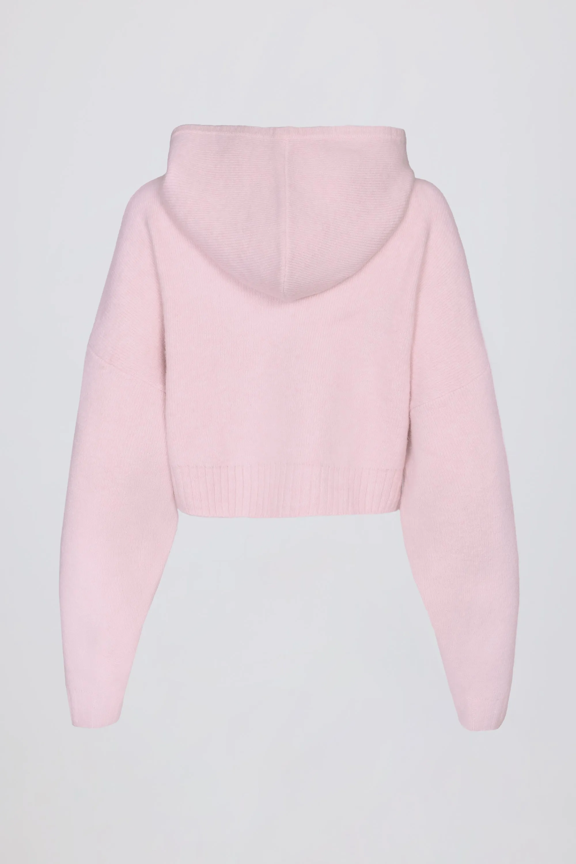 Soft Knit Zip-Up Cropped Hoodie in Soft Pink sold by Oh Polly product image thumbnail 4