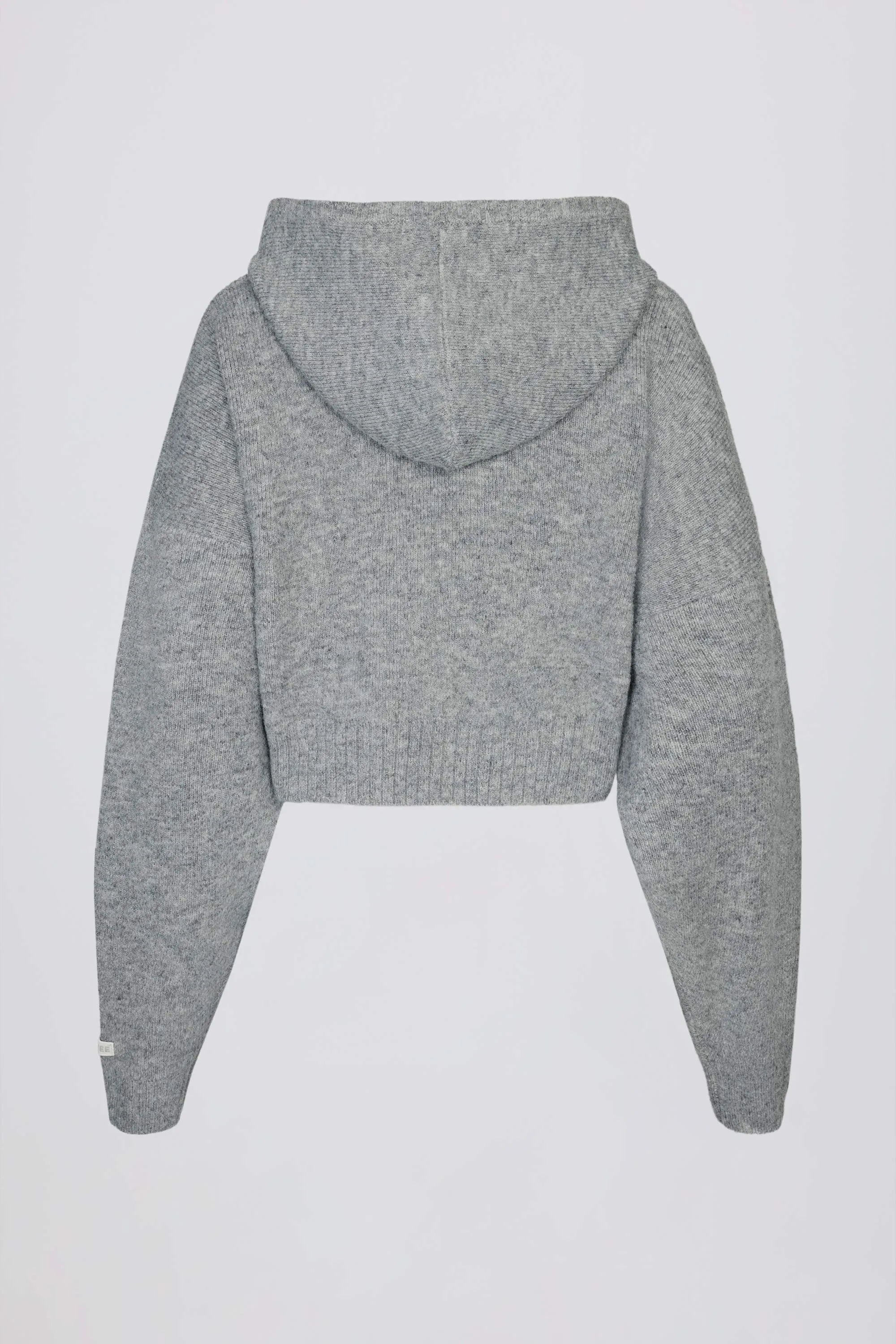 Soft Knit Zip-Up Cropped Hoodie in Grey sold by Oh Polly product image thumbnail 4