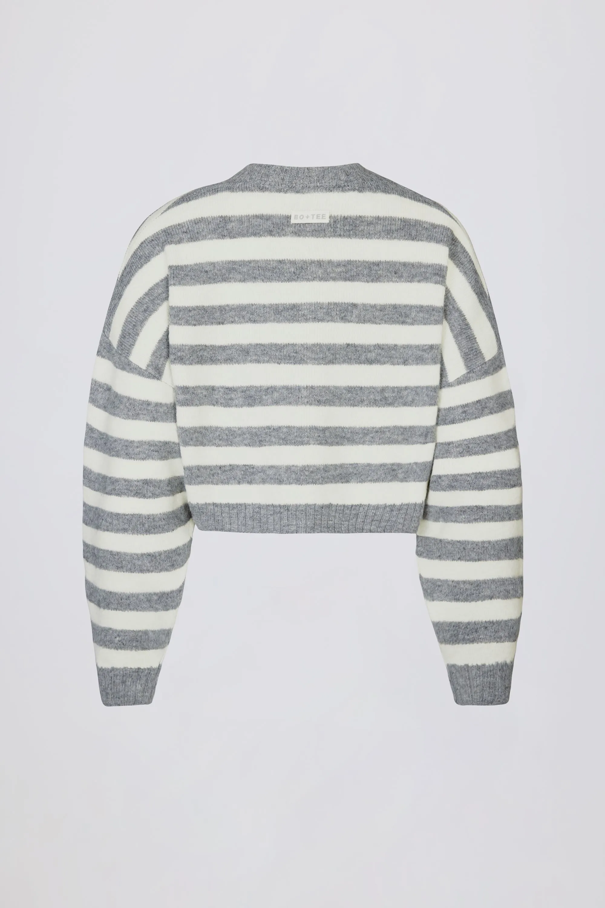 Soft Knit Stripe Cropped Cardigan in Grey Stripe sold by Oh Polly product image thumbnail 4