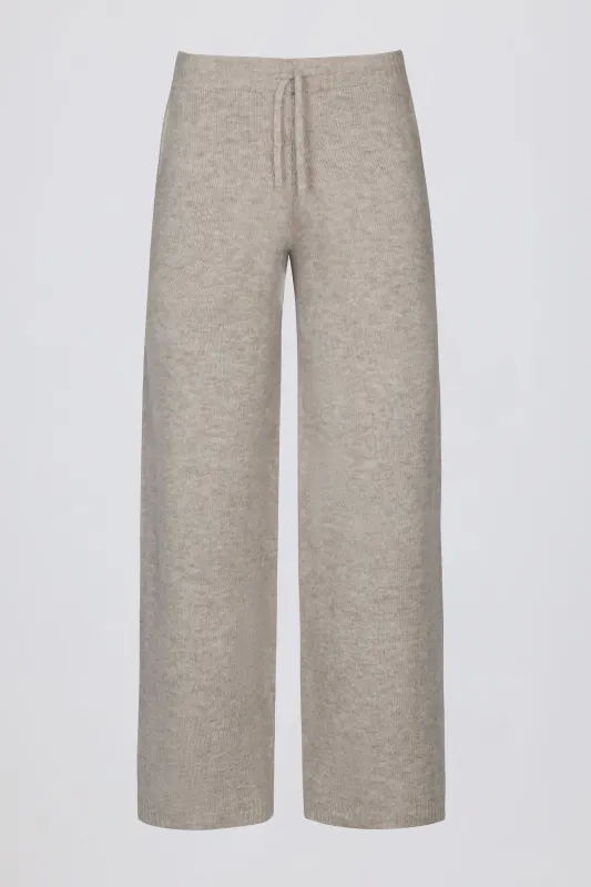 Knit Mid-Rise Wide-Leg Joggers in Beige sold by Oh Polly