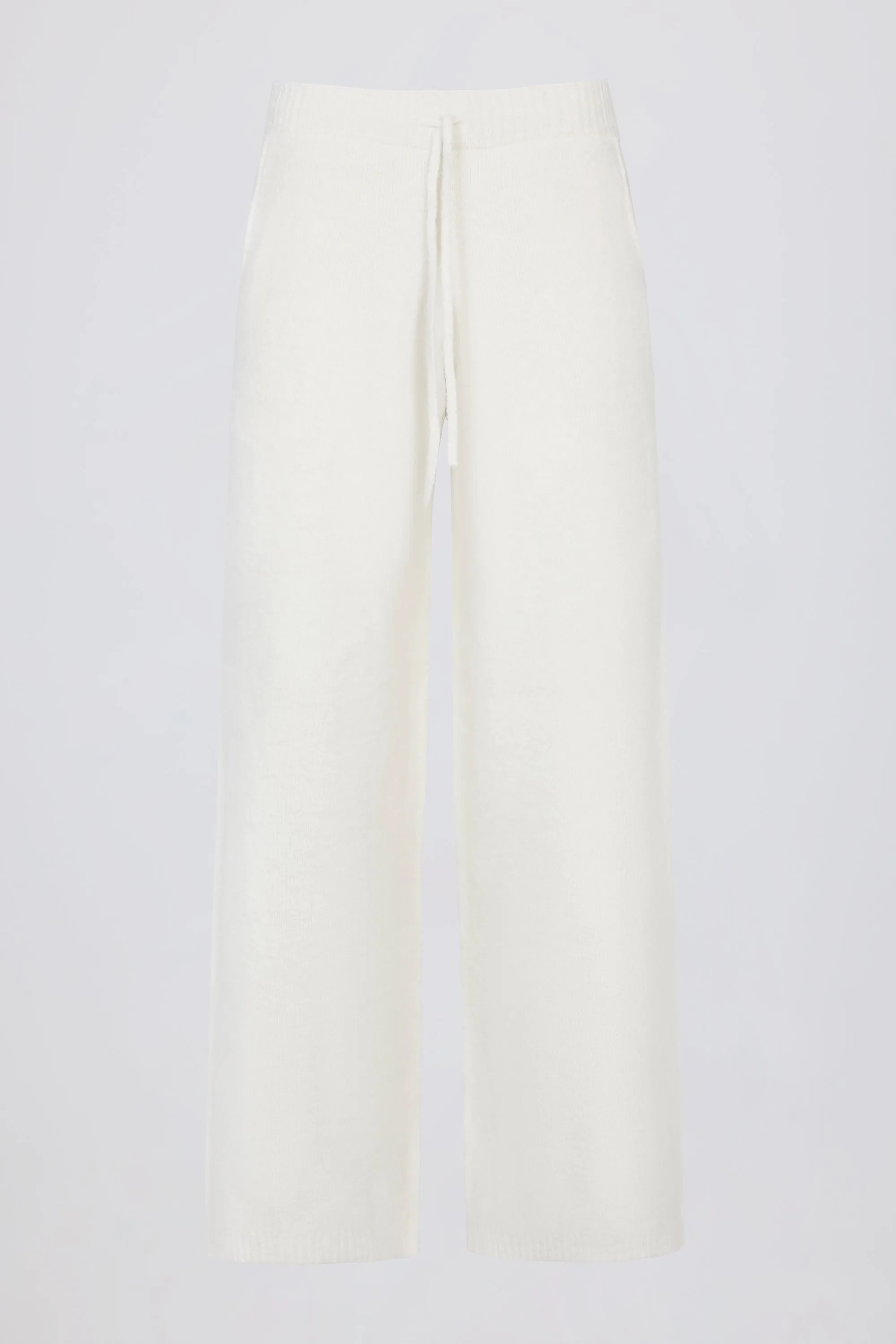 Knit Mid-Rise Wide-Leg Joggers in Ivory sold by Oh Polly
