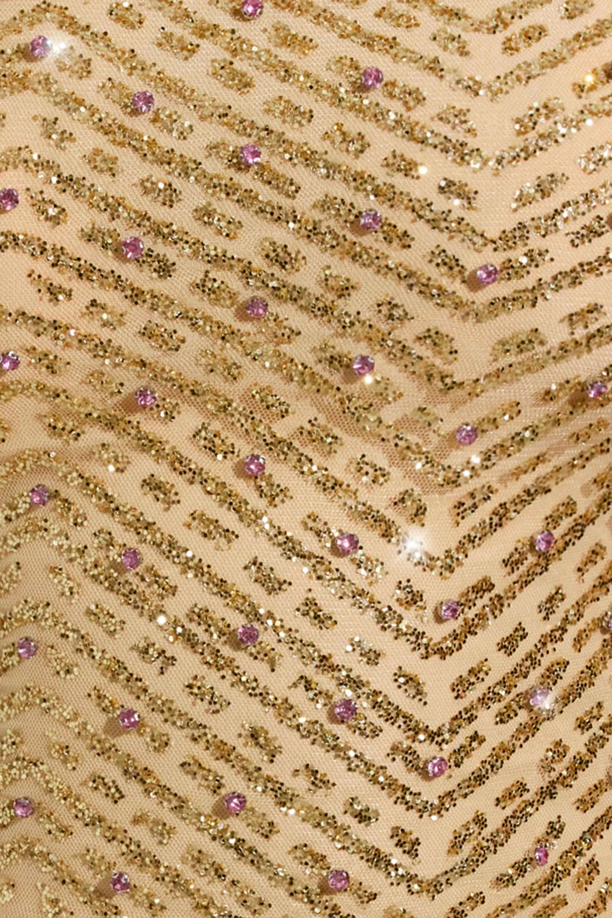 Embellished Asymmetric Scarf-Detail Top in Gold sold by Oh Polly product image thumbnail 4