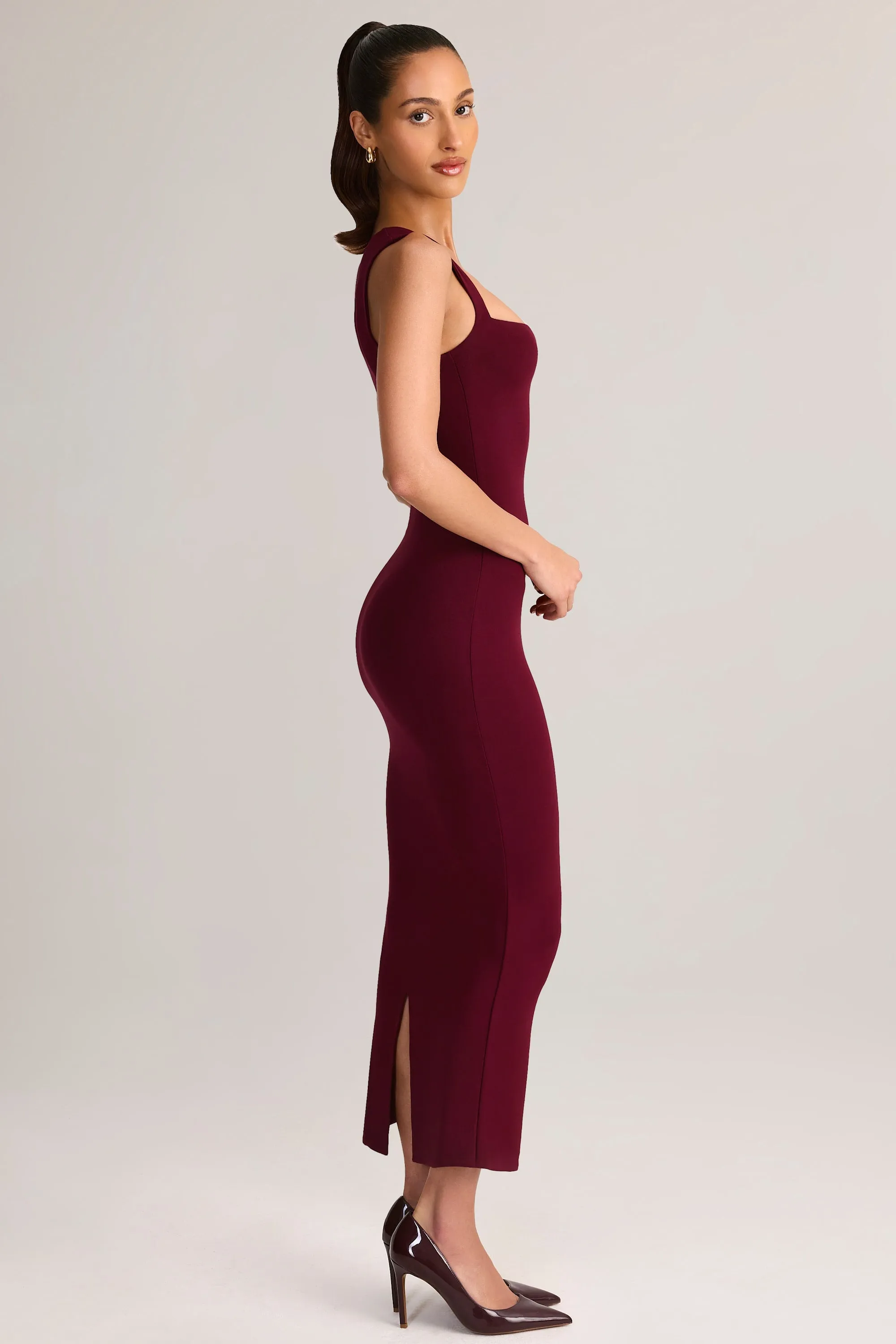 Square Neck Midi Dress in Wine sold by Oh Polly product image thumbnail 4